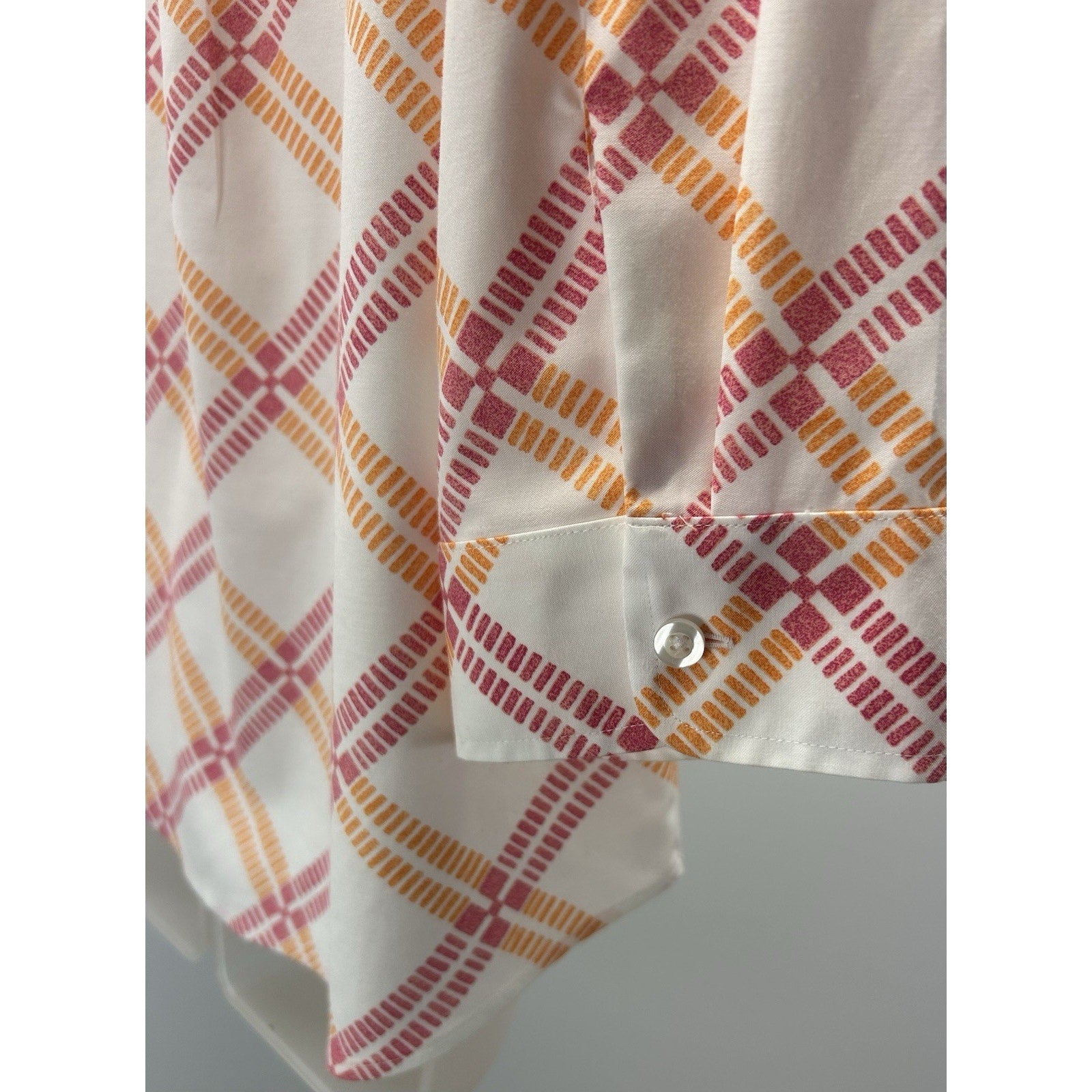 Chico's Summer White Wrinkle-free Cotton Blouse Pink Orange Sz00 US 0/2