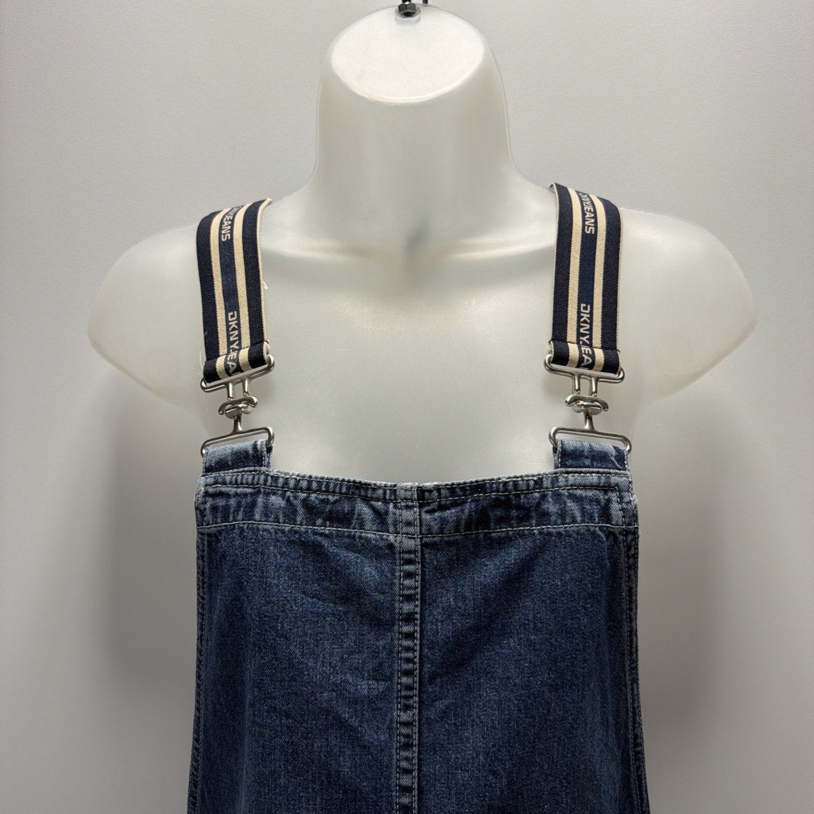 DKNY Jeans Denim Overall Dress Womens Petite Small Blue Bib Pinafore Jumper Y2K