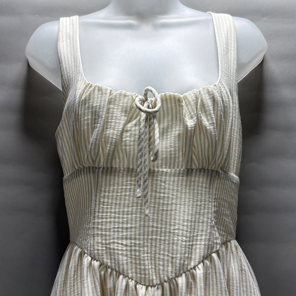 The Workshop Gingham Corset Dress Milkmaid Style Lined Midi Dress Size S