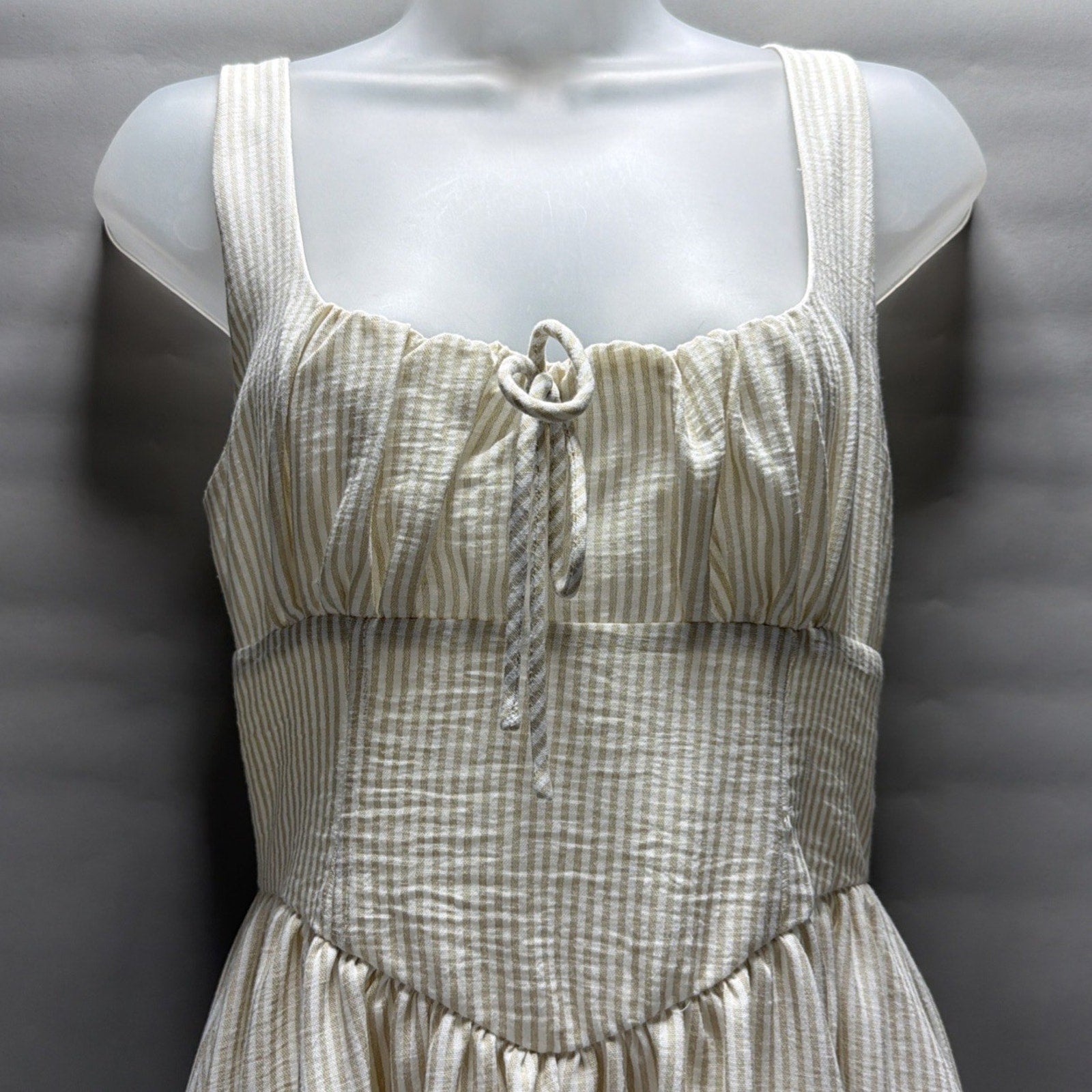 The Workshop Gingham Corset Dress Milkmaid Style Lined Midi Dress Size S