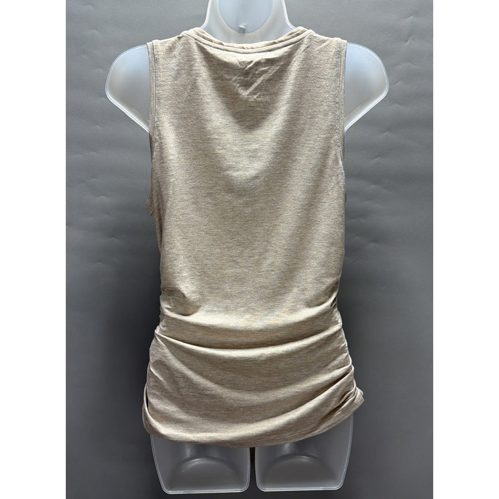 NWT White House Black Market Ruched Side Tank Small Heather Biscotti W Gold