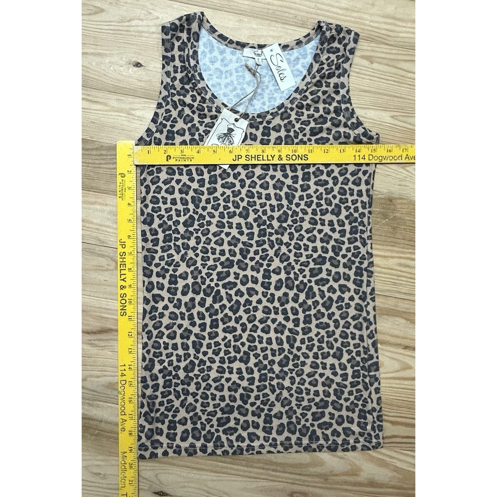 Easel Tank Top Size S Knit Leopard Printed NWT.