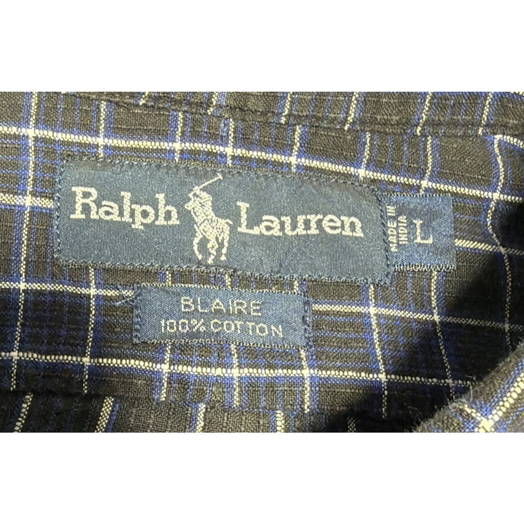 Ralph Lauren Blaire Plaid Short Sleeve Button Up Logo Men’s Size L Preppy Casual