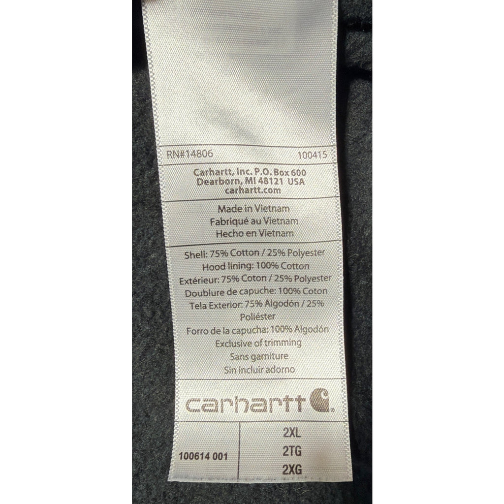 Carhartt Rain Defender Black Hooded Full Zip Thermal Fleece Hoodie 2XL