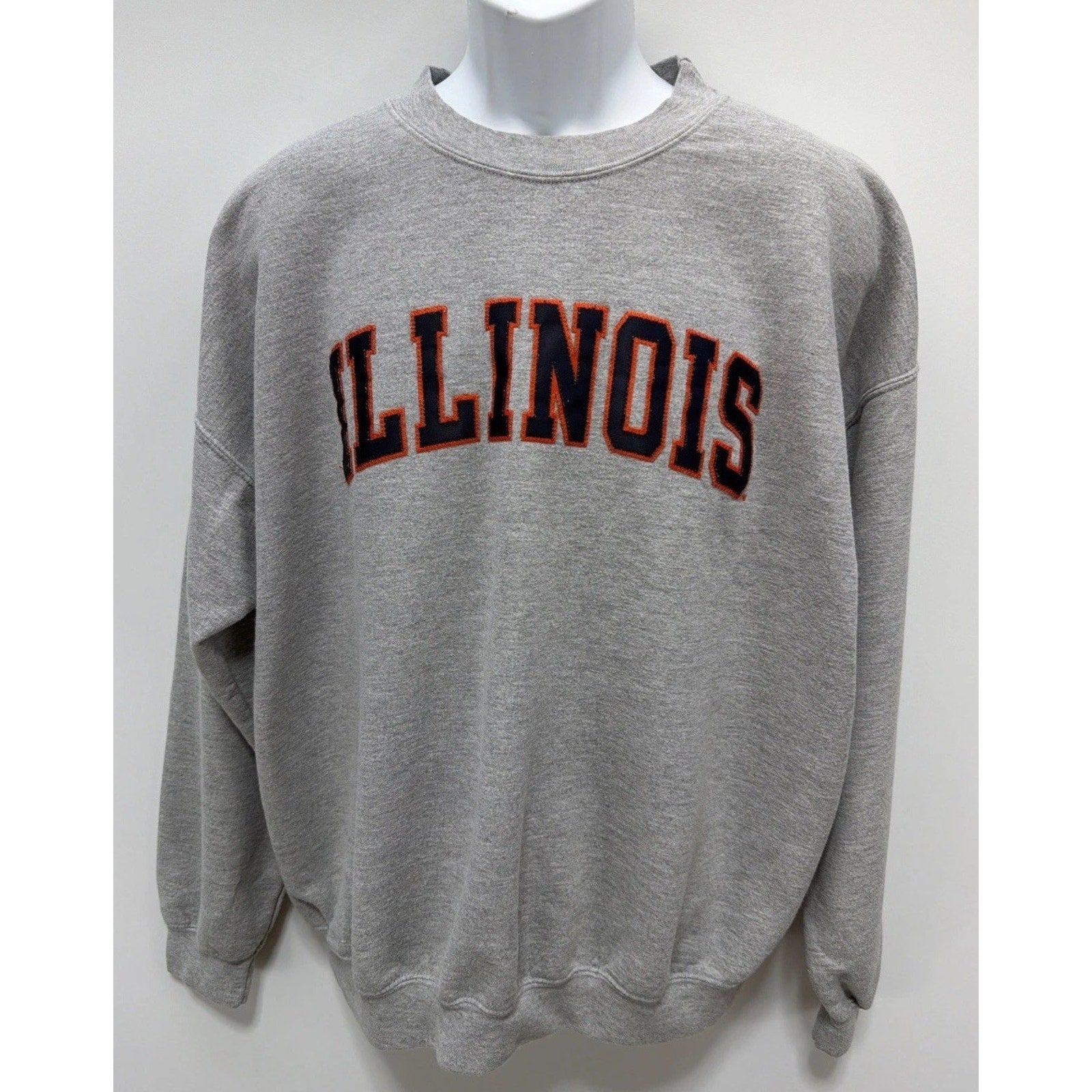 Vintage Illinois MV Sport Crewneck Fleece Stitched Sweatshirt Adult XL Gray