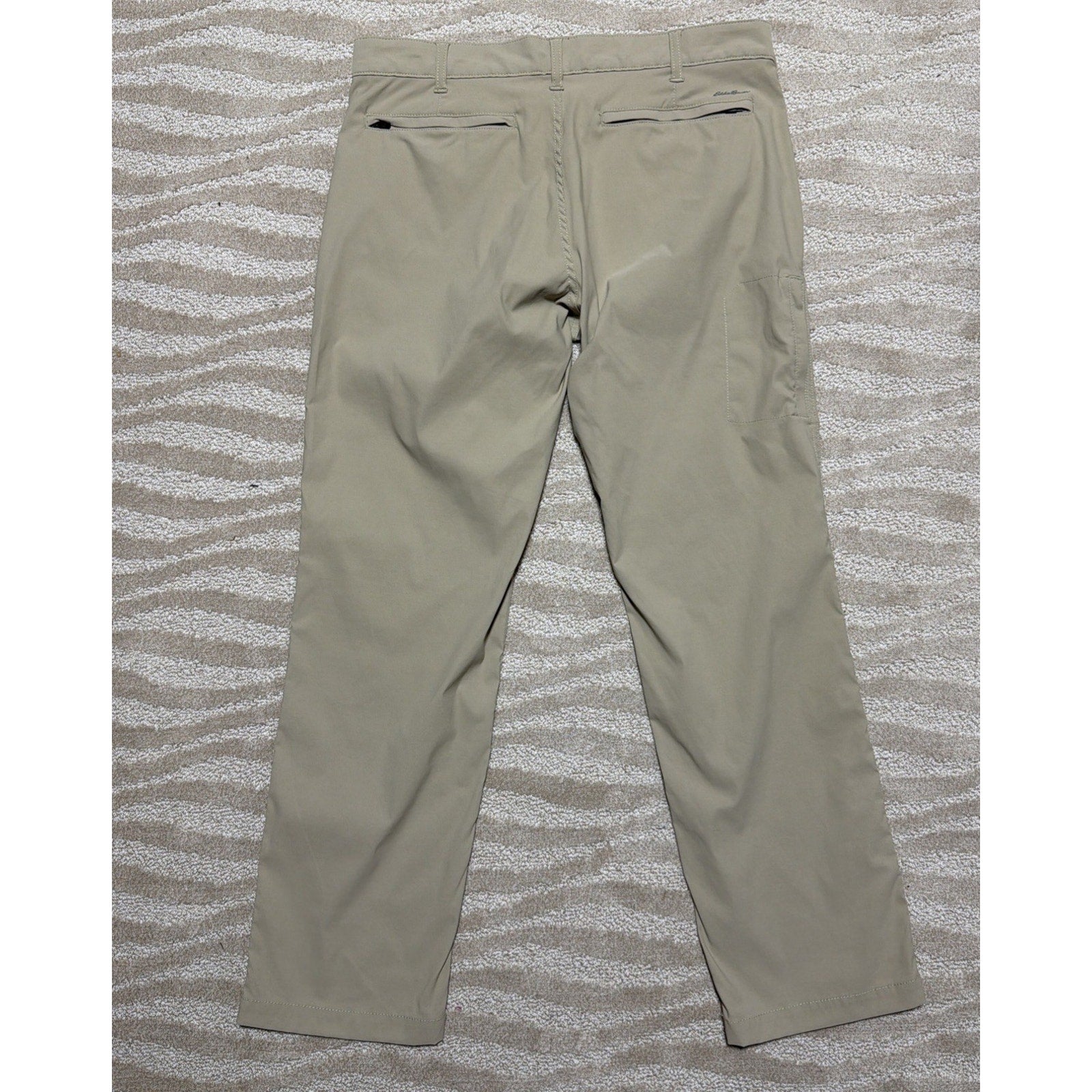Eddie Bauer Travex Pants Mens 36x32 Khaki Stretch Travel Hiking Outdoor Zip