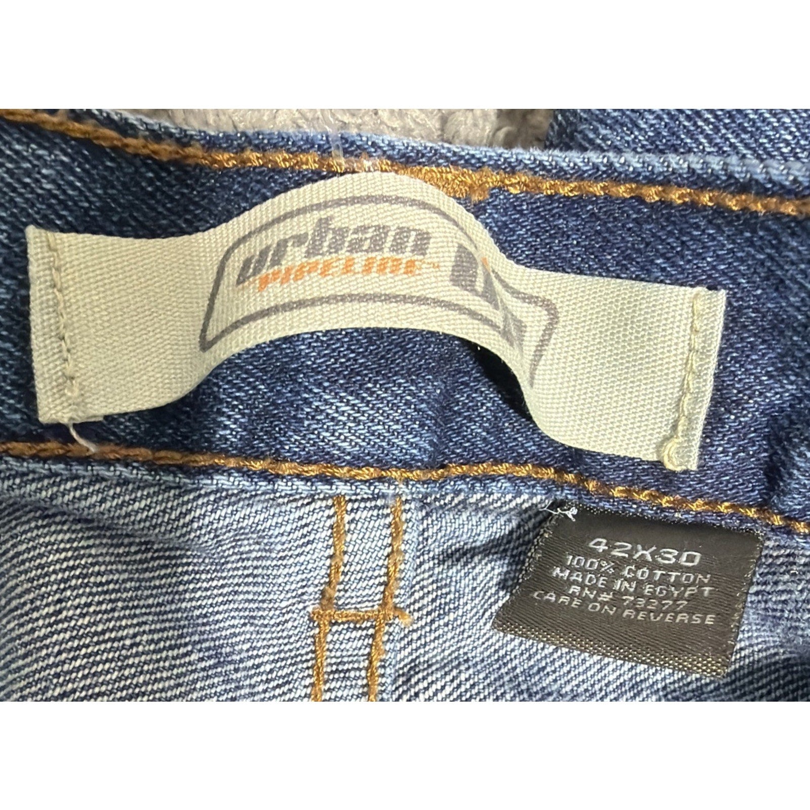 Urban Pipeline Up Jeans Mens 42x30 Blue Denim Vintage Distressed Baggy Skater