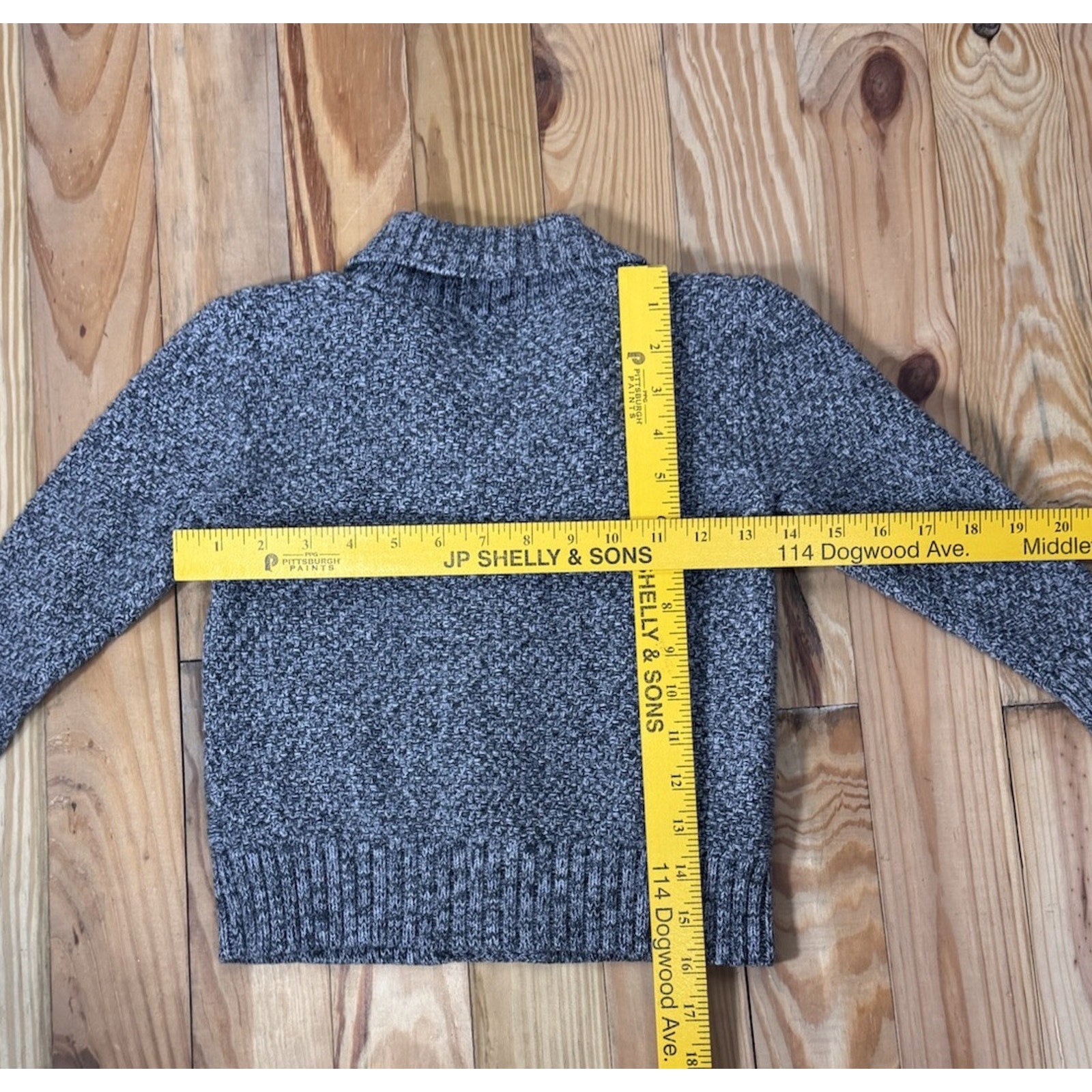 Cat & Jack Boys Size XS (4/5) Gray Shawl Collar Cable Knit Cardigan Sweater
