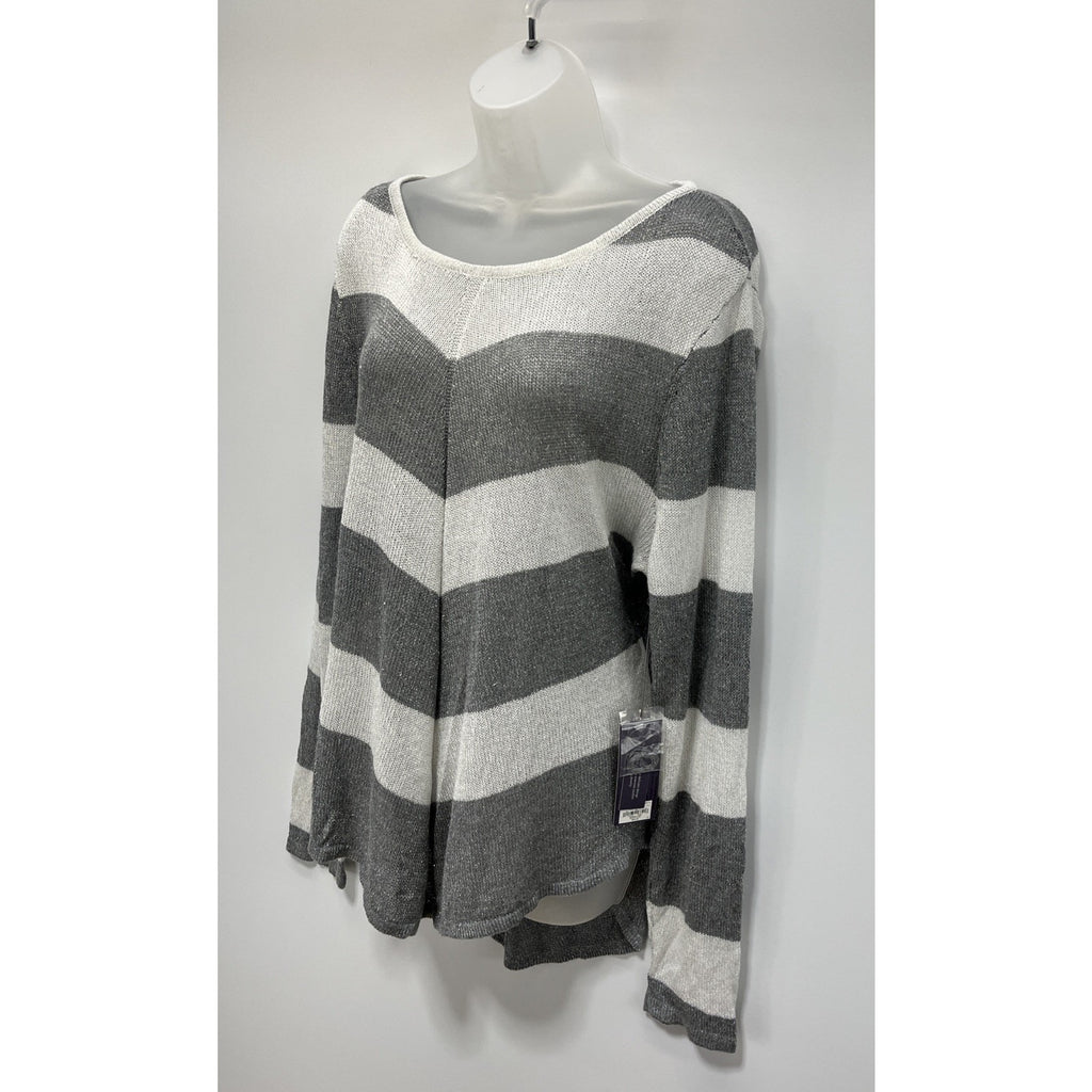 NWT Jennifer Lopez Light Weight Metallic White Gray Long Sleeve Sweater Size XL