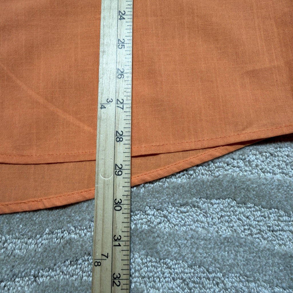 Ouku Mens Orange Cotton Linen Button Down Shirt Size Large