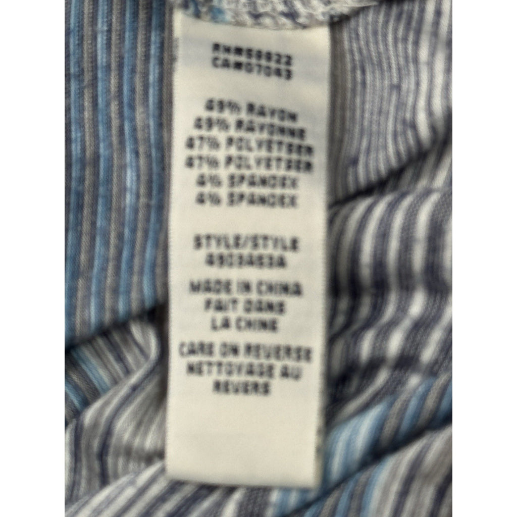 Max Studio Dress Blue Gray Striped S Stretch Maxi V-Neck