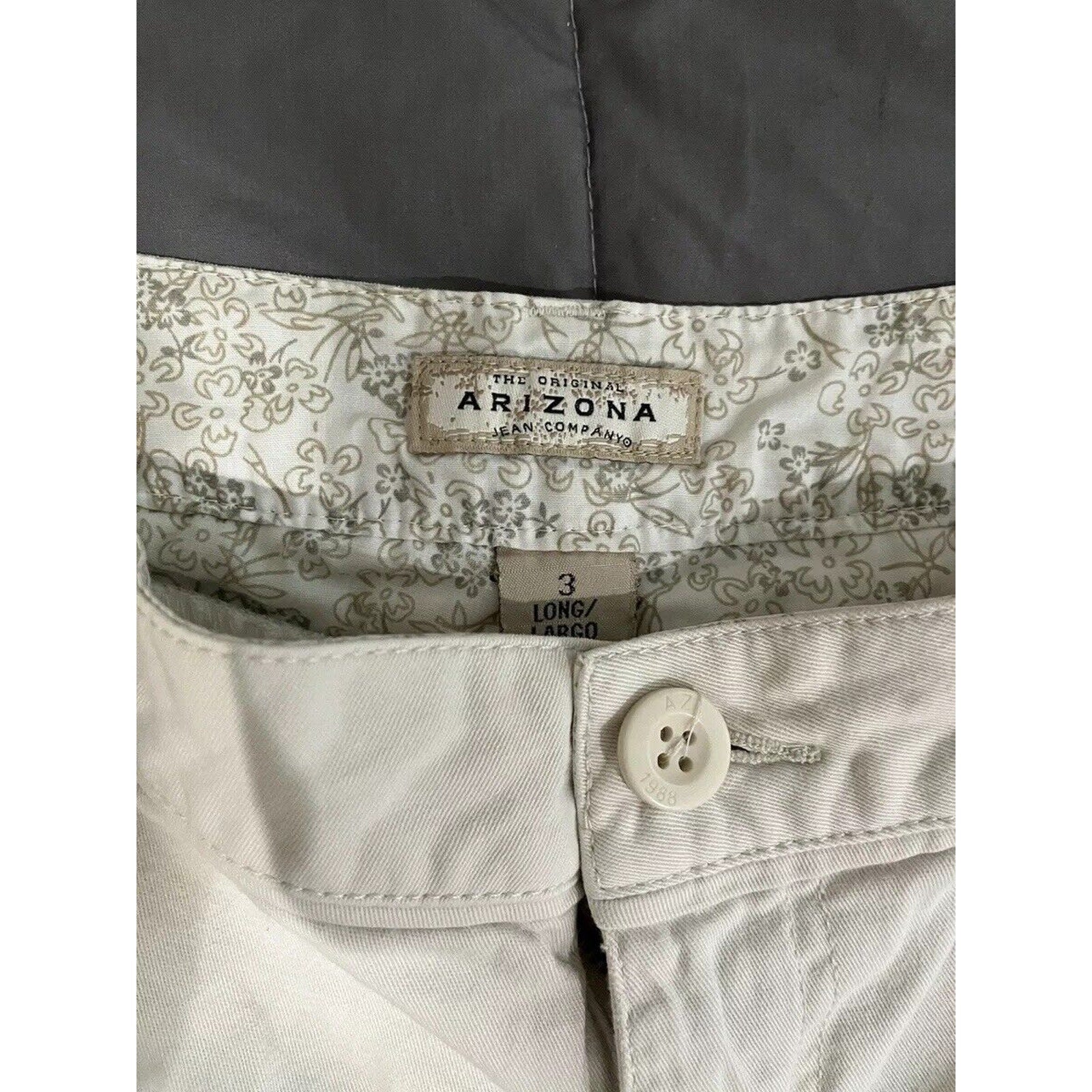 Arizona Women Tan Flat Front Medium Wash Bootcut Pants Size 3L