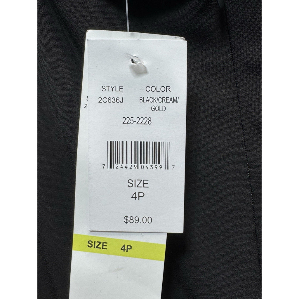 R&K Originals Black Gold & Ivory Tie Waist Dress with a Pleated Skirt New 4P