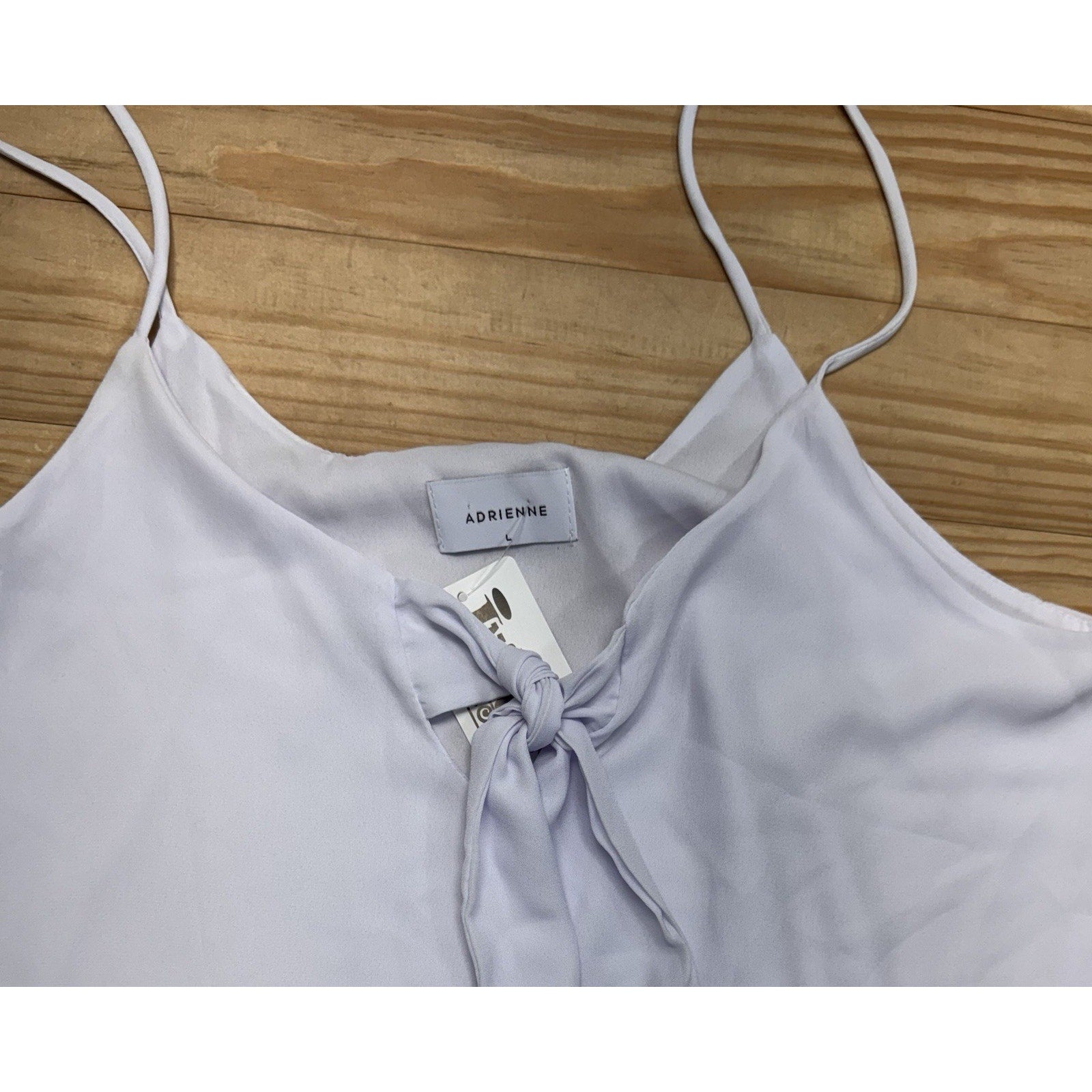 Adrienne White Tie Bust Sleeveless Tank Top Women's Size Large Flirty Boho Chic