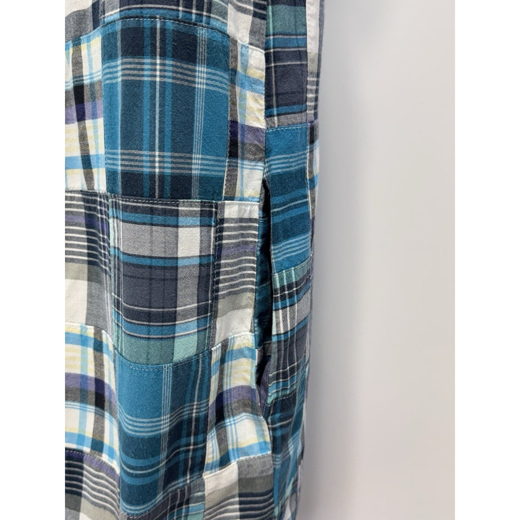 Talbots Blue Patchwork Madras Dress Pockets Sleeveless 100% Cotton Women’s 6