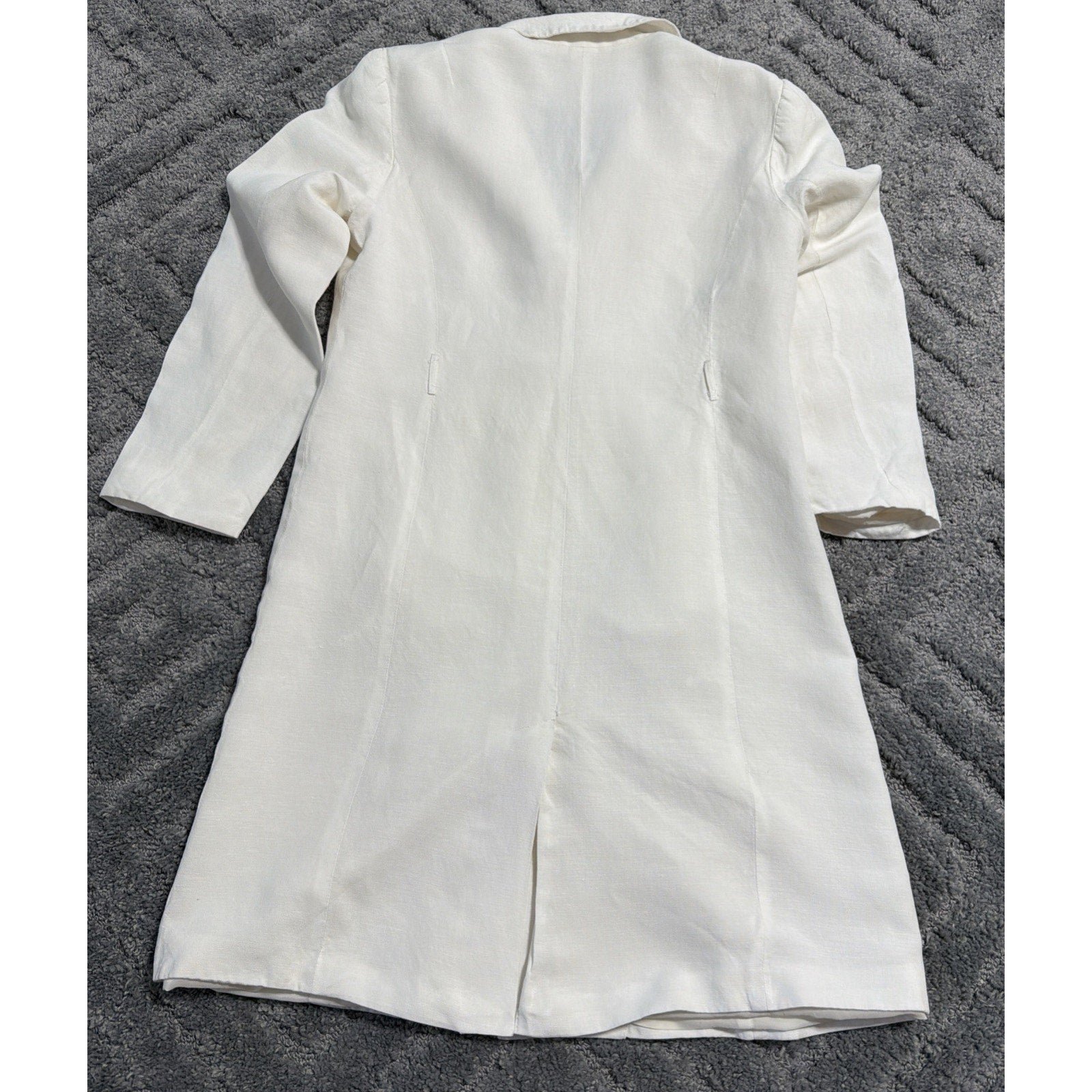 Women’s Annie Alexander Vintage Linen Blend White Lined Coat SZ 12