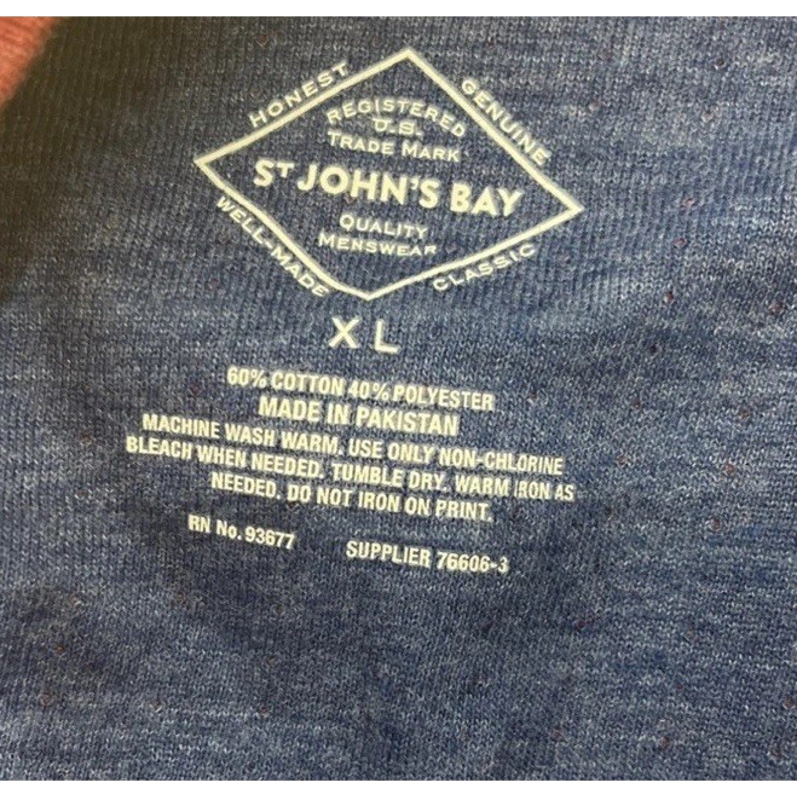 NEW Men's St. John's Bay Long Sleeve Burgundy Stripe Henley Shirt XL