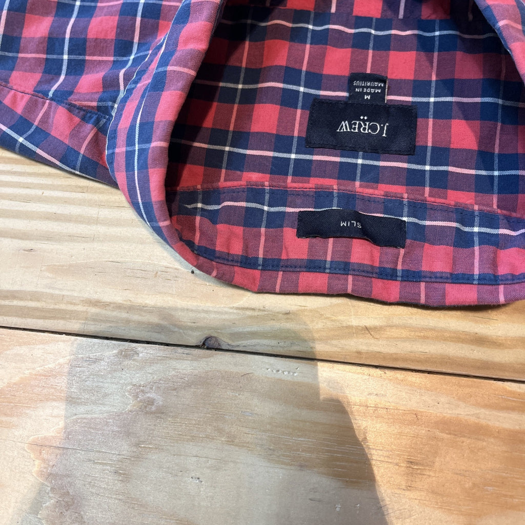 J Crew Shirt Men's M Red Blue Slim Fit Long Sleeve Cotton Casual Pocket