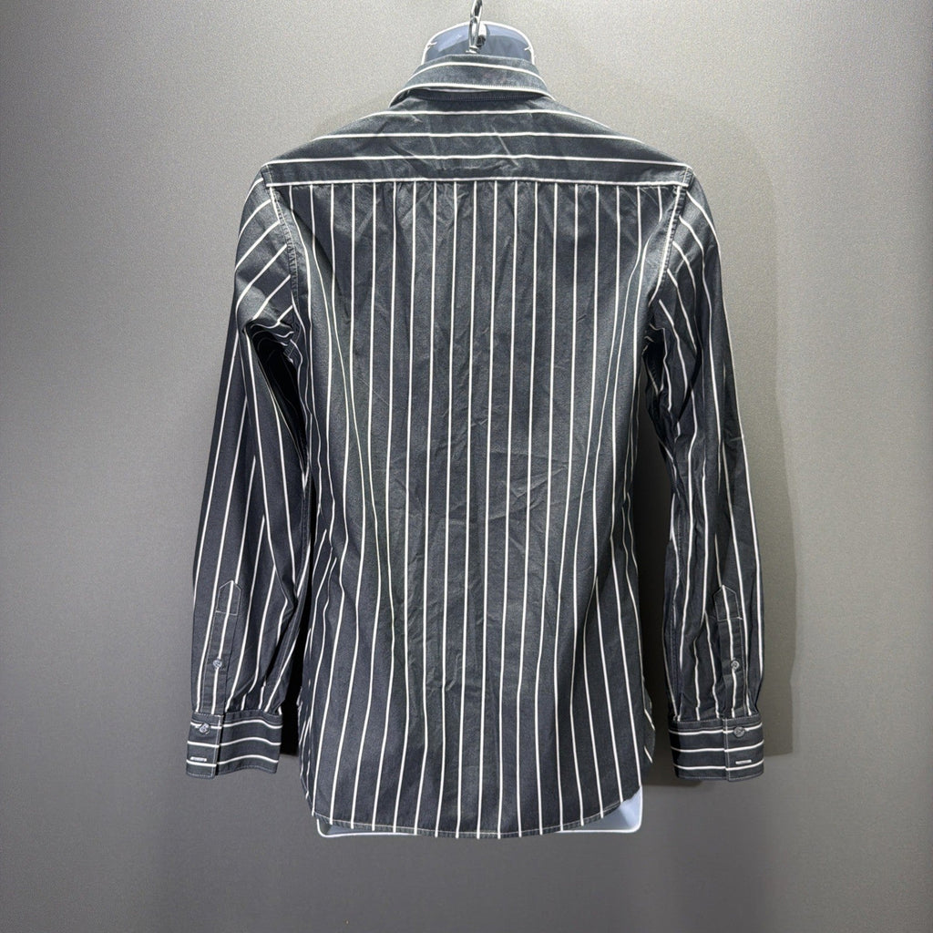 AE AMERICAN EAGLE MEN'S LONG SLEEVE STRIPED BUTTON DRESS SHIRT GRAY XS VTG FIT