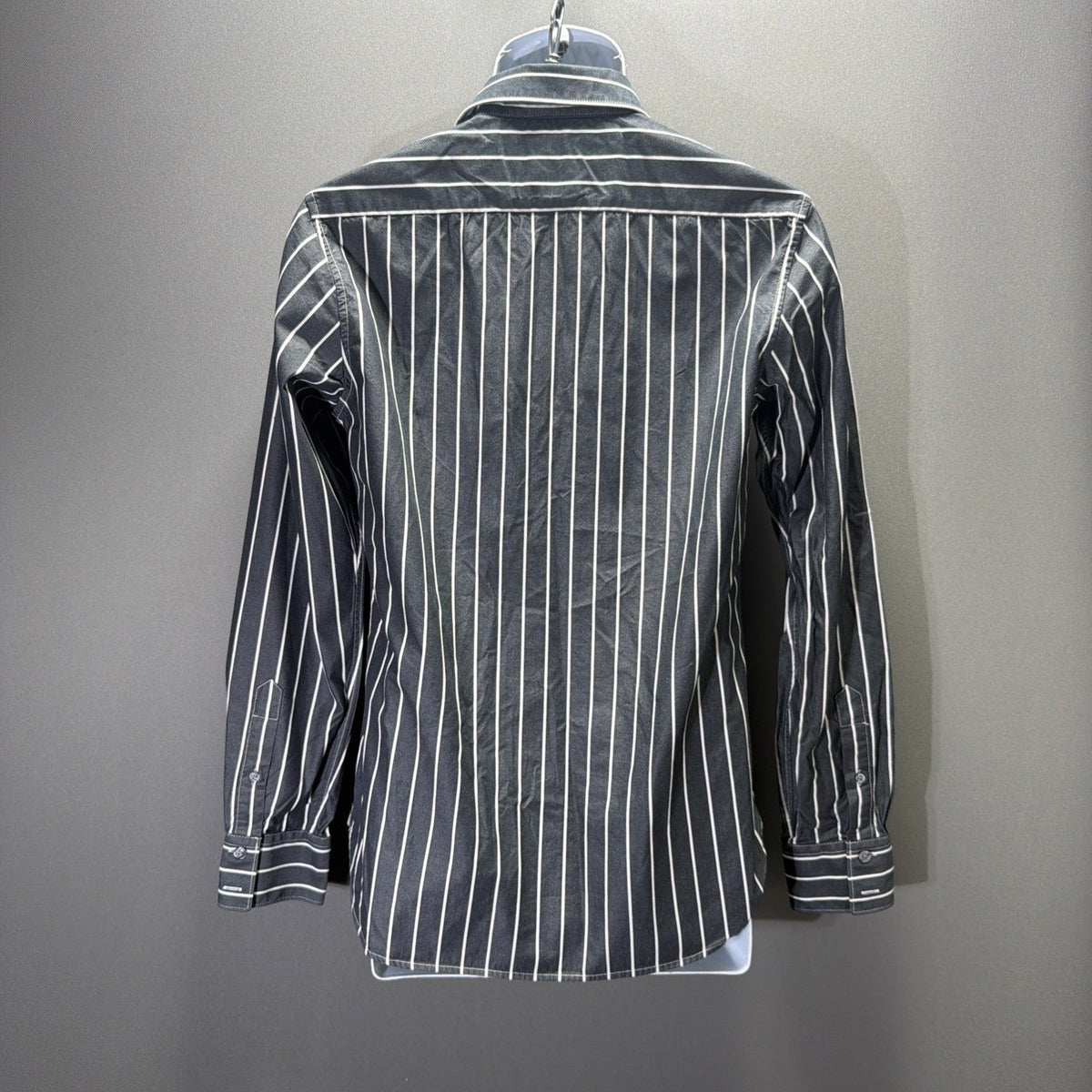 AE AMERICAN EAGLE MEN'S LONG SLEEVE STRIPED BUTTON DRESS SHIRT GRAY XS VTG FIT
