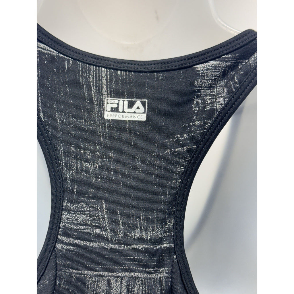 Fila Sport Black Built-In Bra Athletic Tank Top Racer Back Pocket Women’s Size M