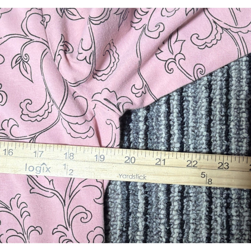 Chico's Womens Large 3/4 Sleeve Pink Paisley Damask Casual Top Stretch