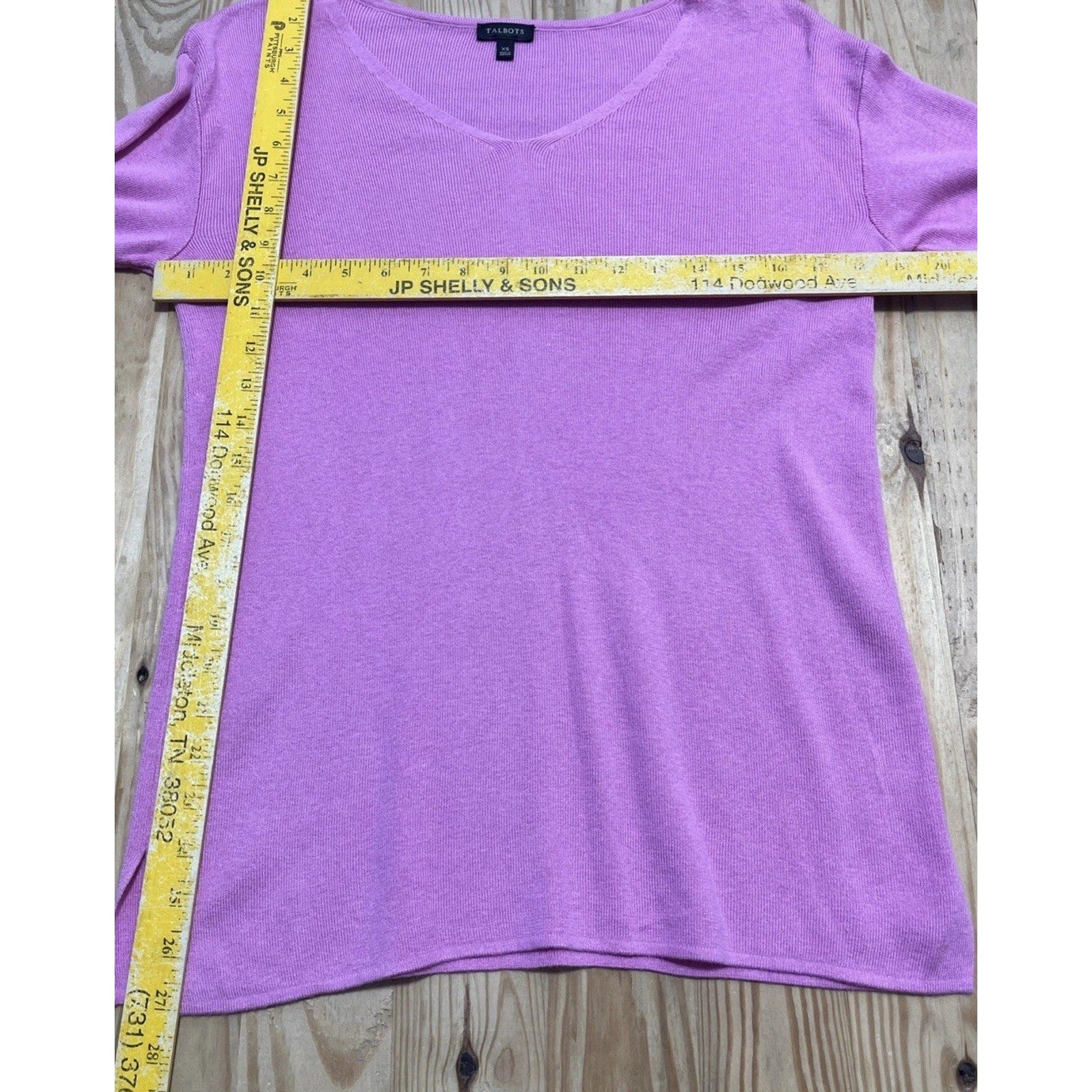 Talbots XS V-Neck Pullover Sweater Pink Tunic Length Long Sleeve Rayon Blend
