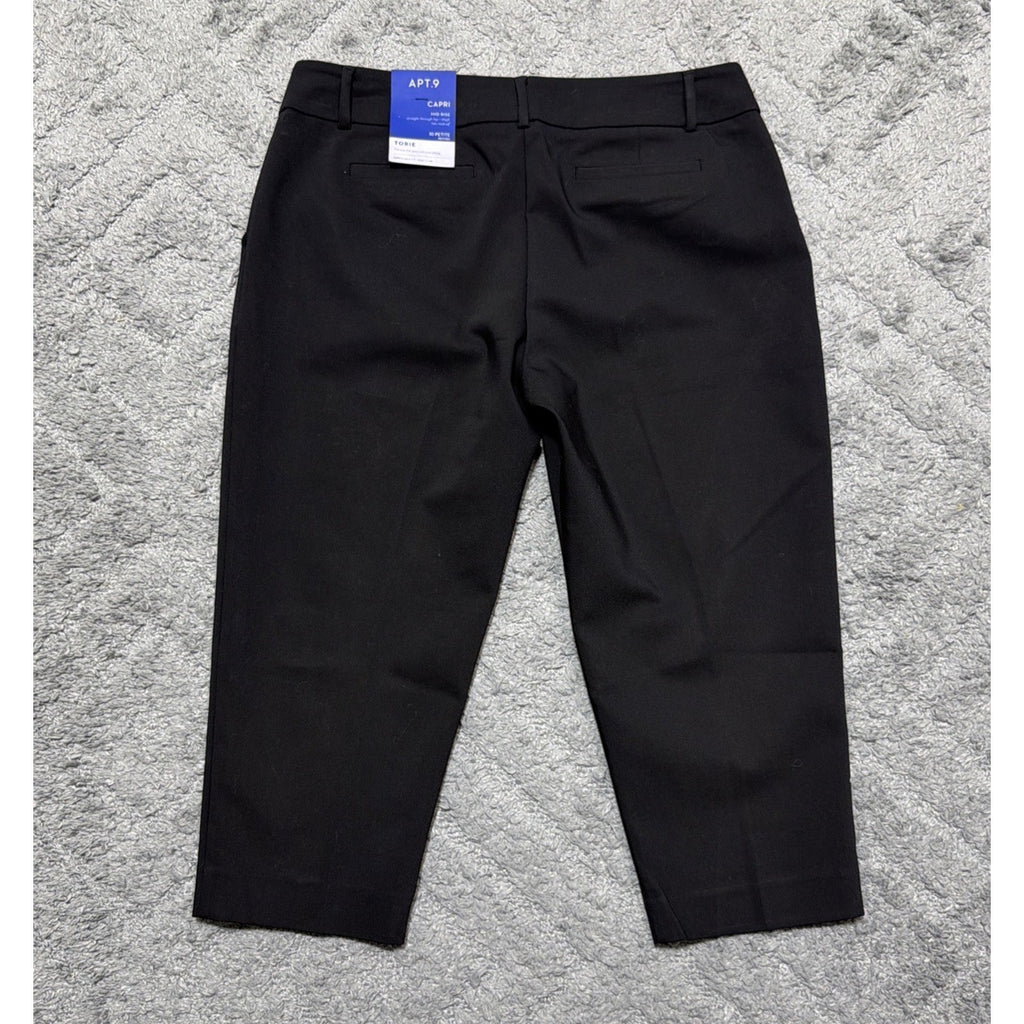 Apt. 9 Career Casual Black Torie Mid Rise Dress Capri Pants Sz 10 Petite NWT