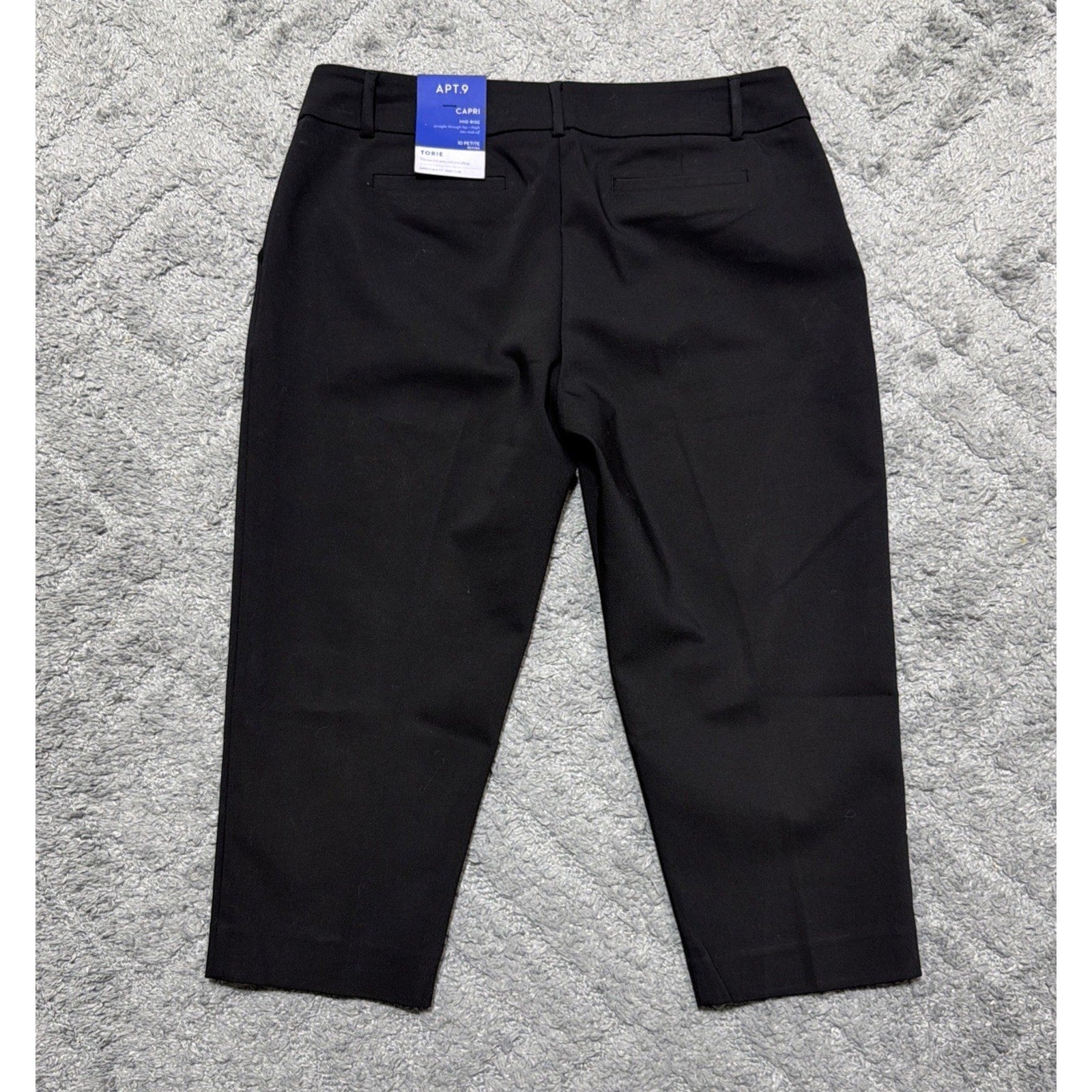 Apt. 9 Career Casual Black Torie Mid Rise Dress Capri Pants Sz 10 Petite NWT