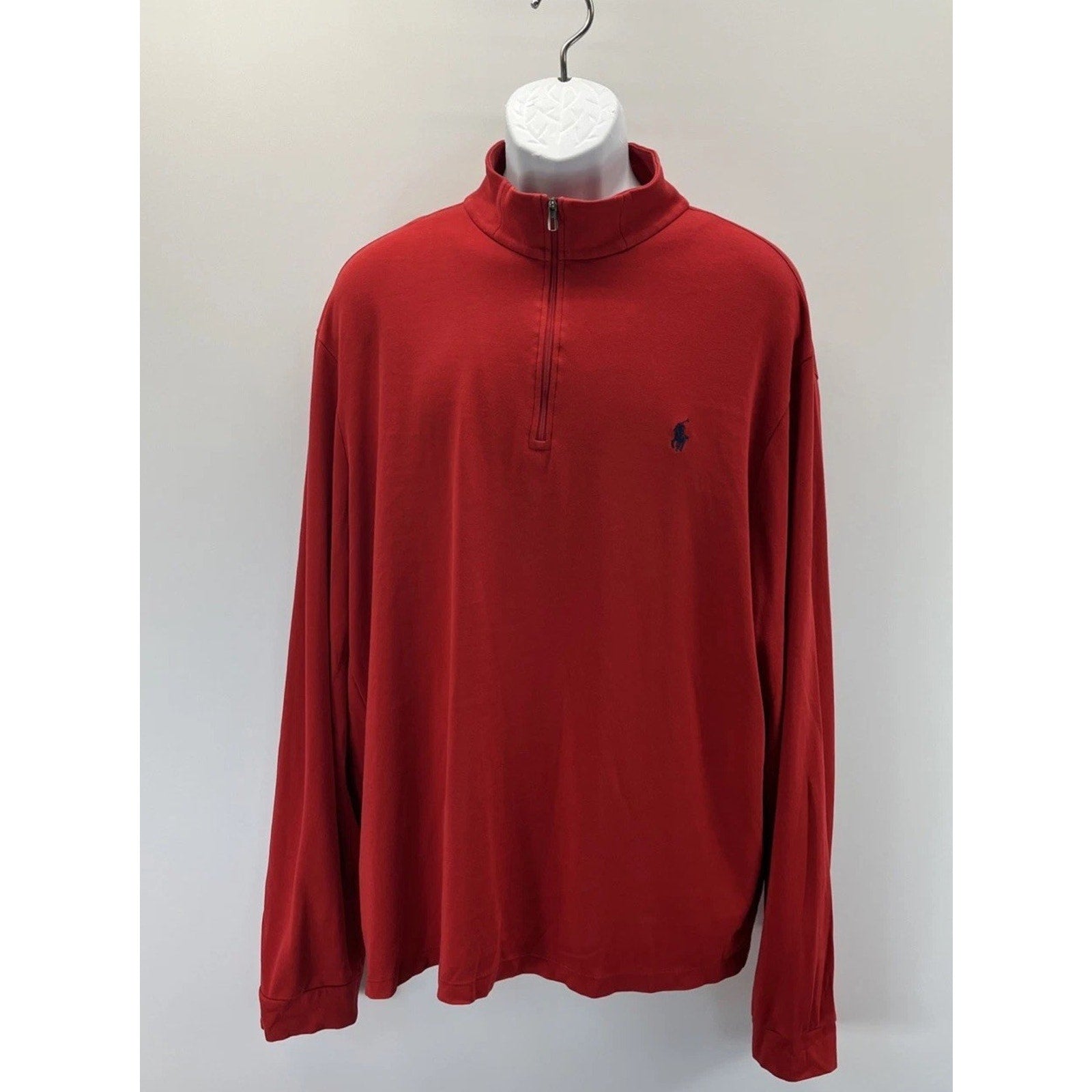 Polo Ralph Lauren Mens XXL Red Pima Cotton 1/4 Zip Pullover Pony Preppy