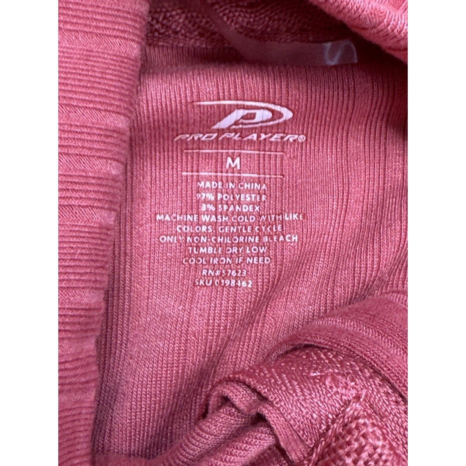 Women's Pro Player Size M 1/4 Zip Ribbed Texture Mock Neck Top Coral Red