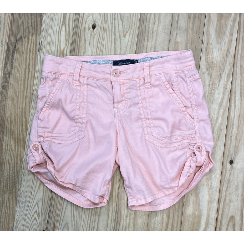 ANTHROPOLGIE Level 99 Pink Roll Tab Shorts Size 26 Womens
