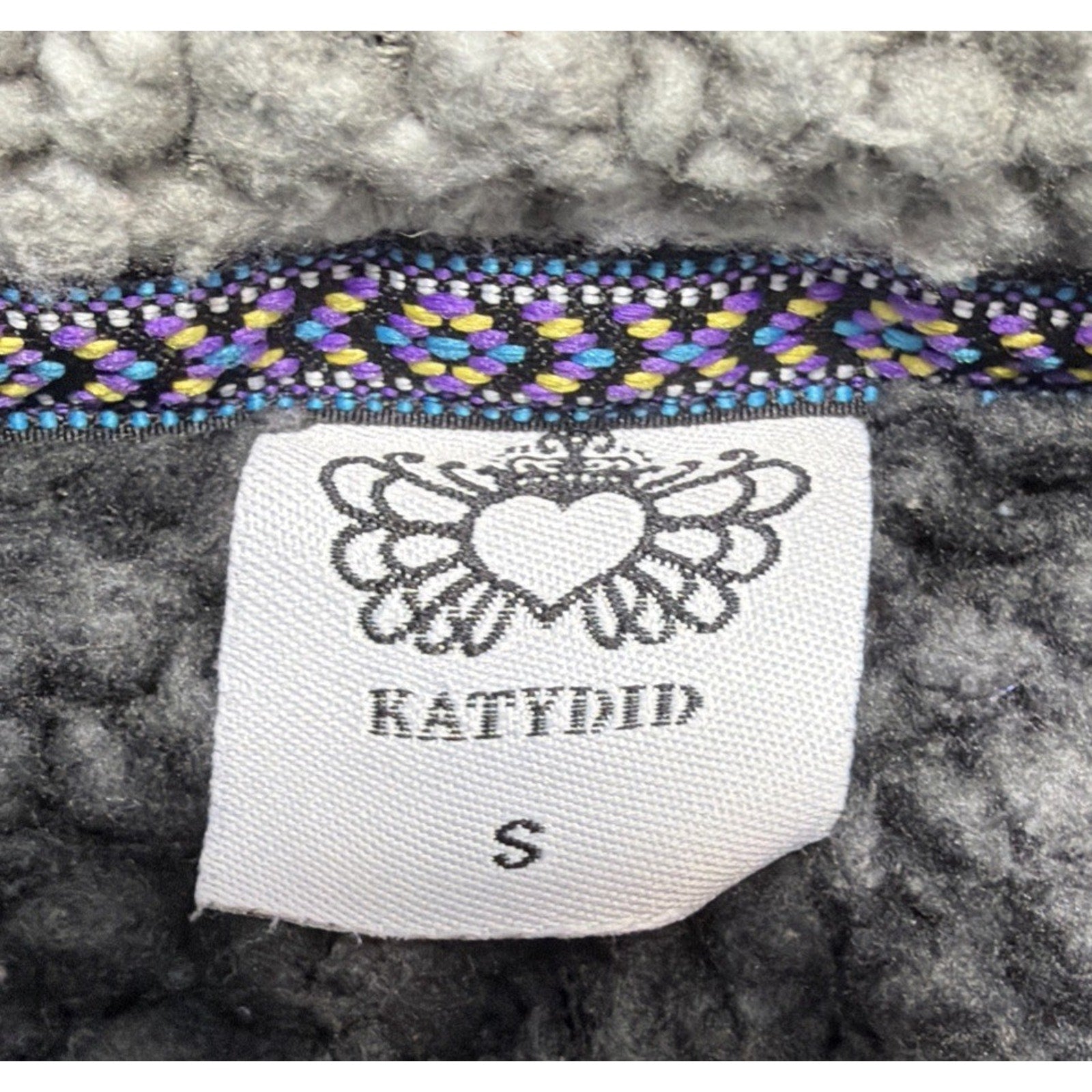 Katydid Black Grey Oversized Thick Sherpa Fleece Jacket 1/4 Zip Pullover Small