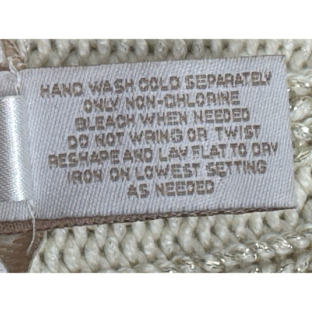 Chico's Open Front Cardigan Sweater Size 2 (L/12) Ivory w/ Metallic Gold Threads