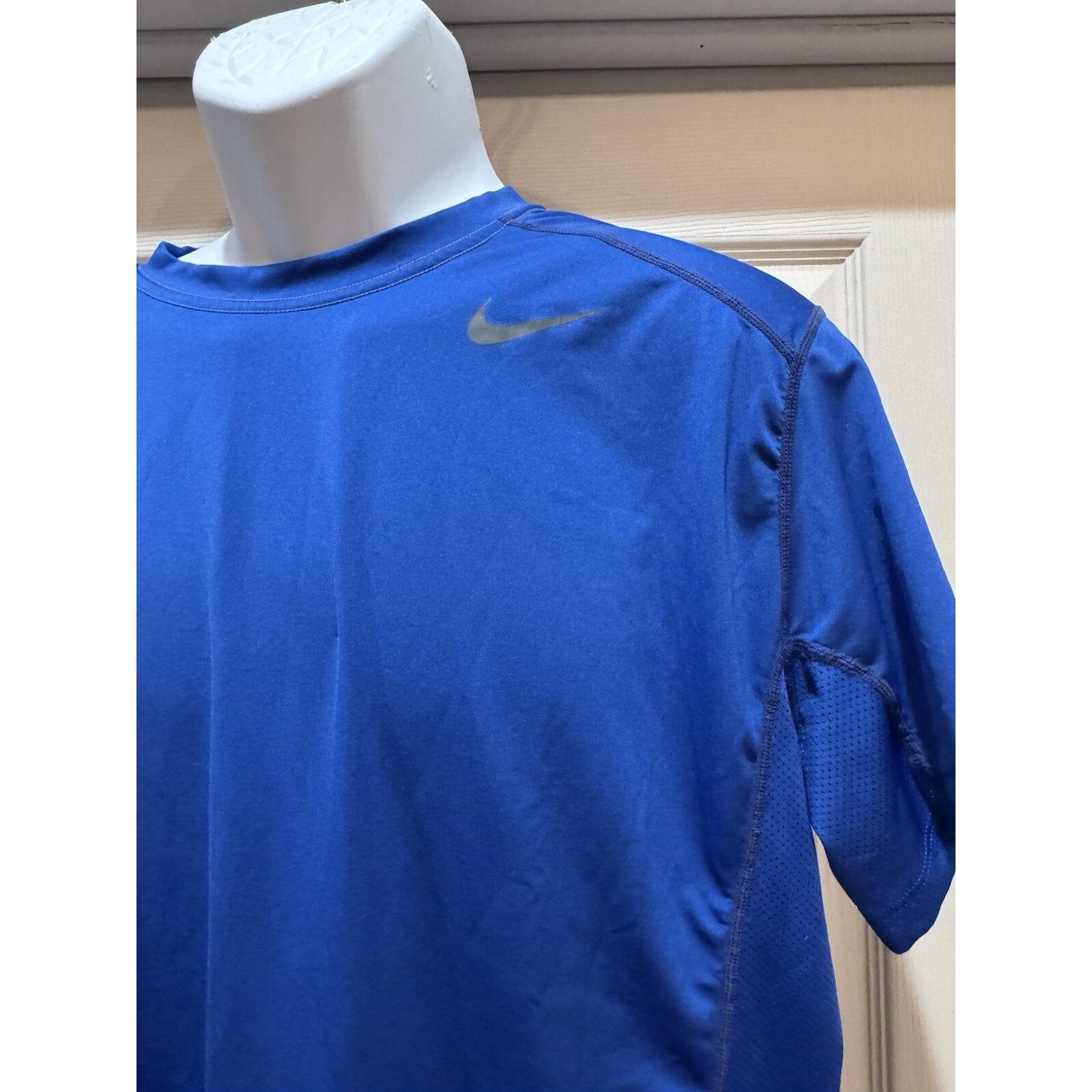 Nike Pro Combat Shirt Mens XL Fitted Blue Mock Base Layer Dri Fit Short Sleeve