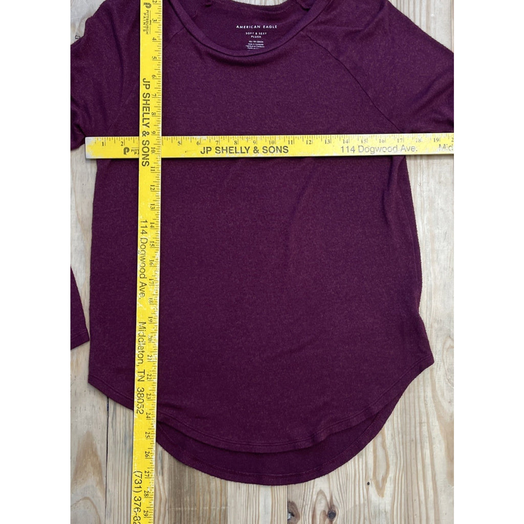 American Eagle Shirt Womens XS Red Soft and Sexy Plush Long Sleeve Pullover
