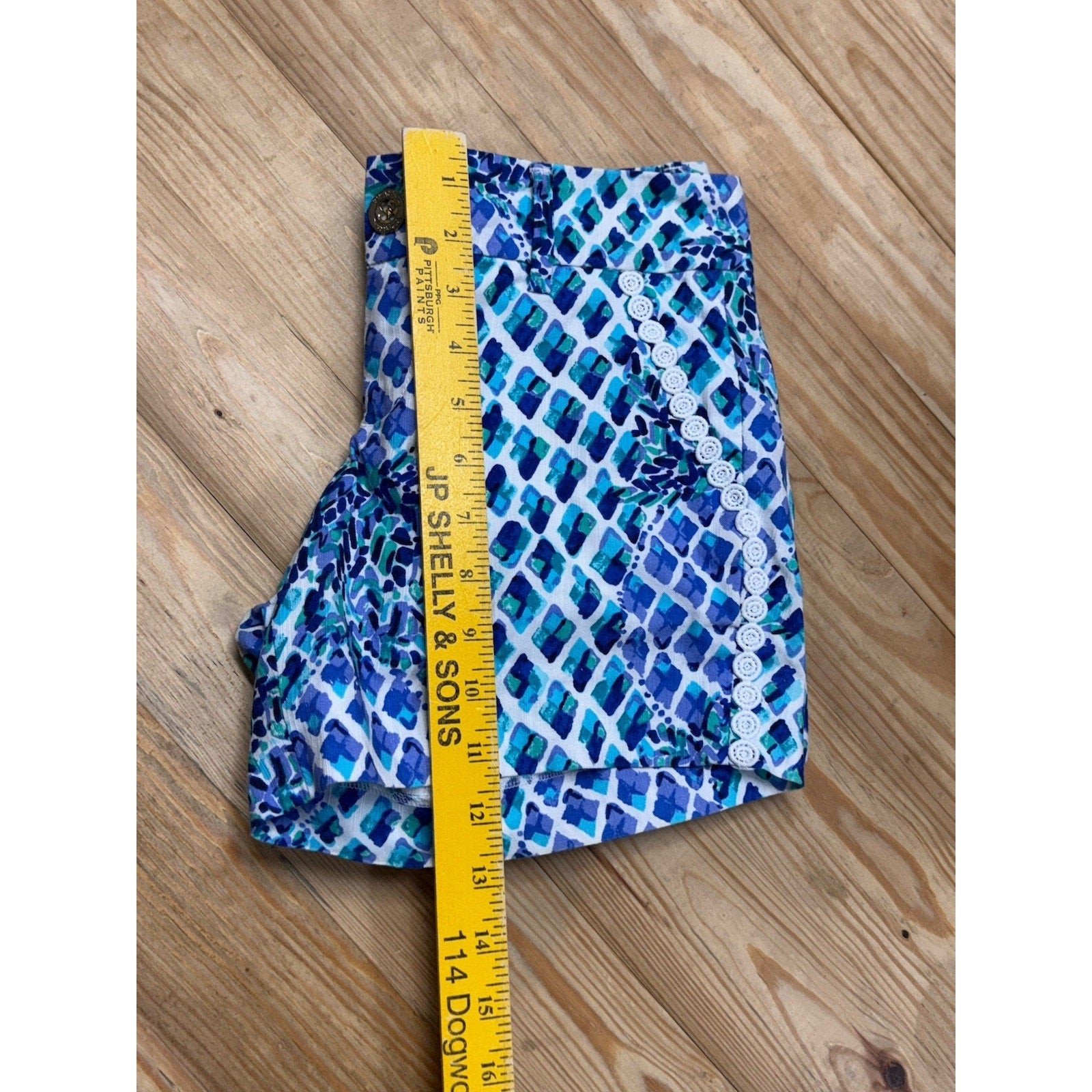 Lilly Pulitzer Callahan Shorts 0 Resort White Pineapple 5” Blue Preppy