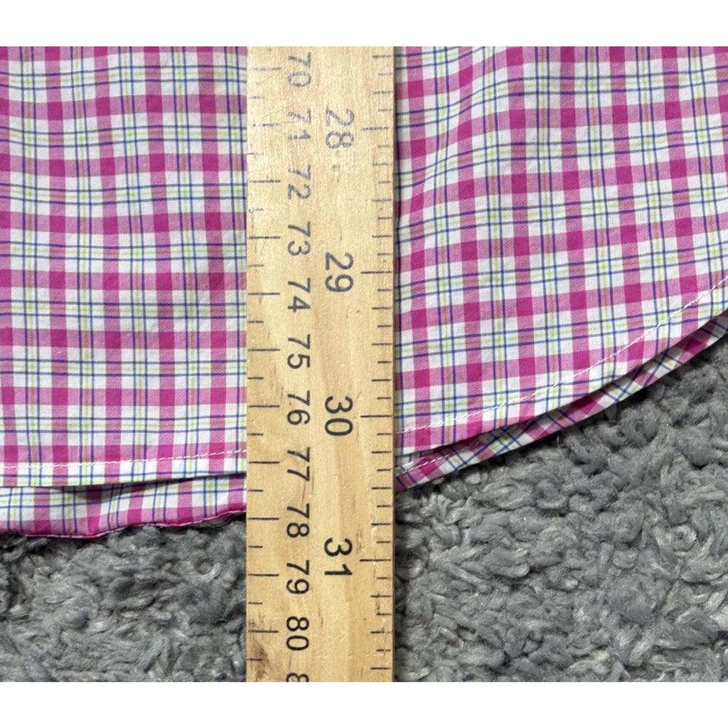 RALPH LAUREN Men's Pink Gingham Button-Up Long-Sleeve Shirt SZ Large Preppy