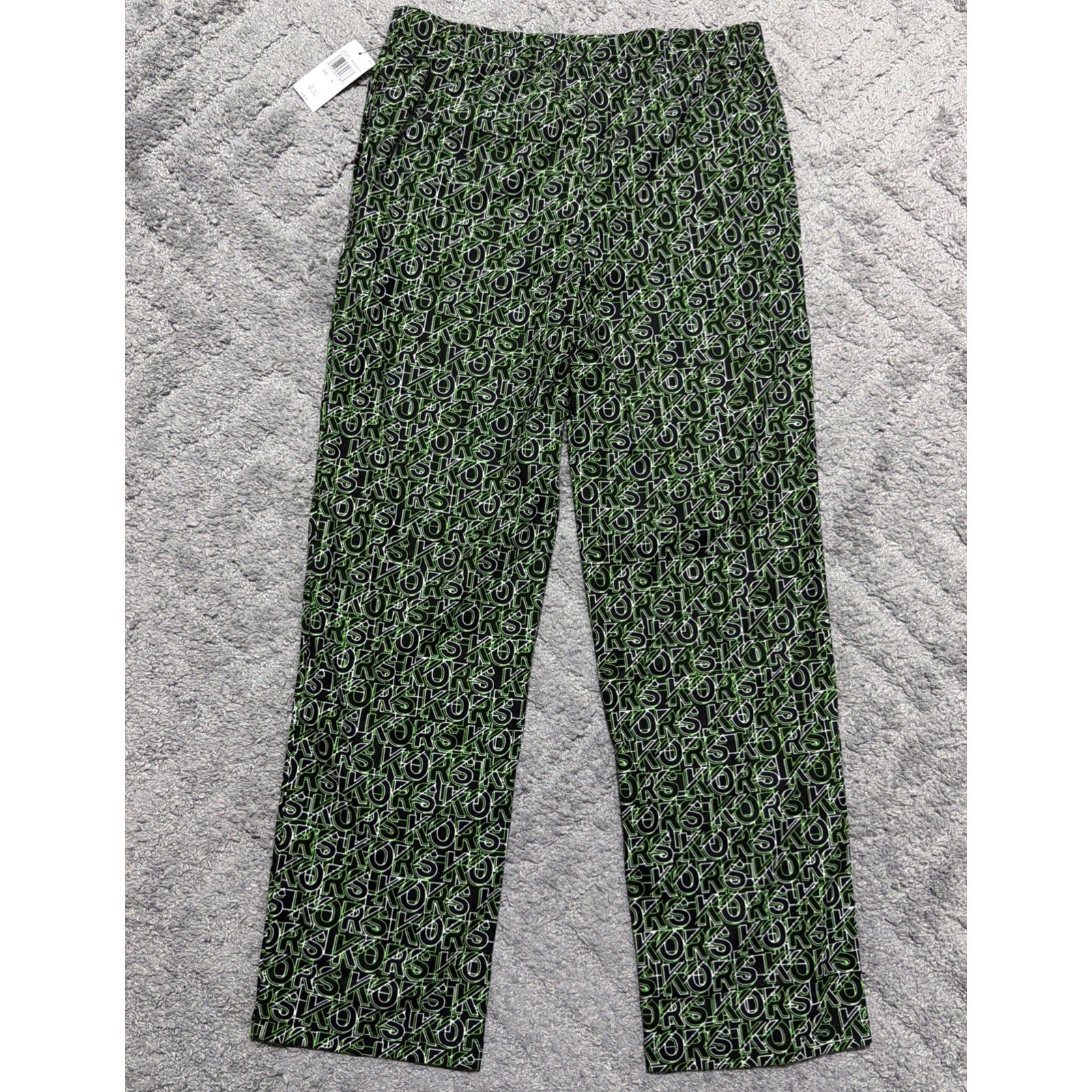 MICHAEL KORS All Over Print Black Green Loungewear Sleep Pants Men's M NWT