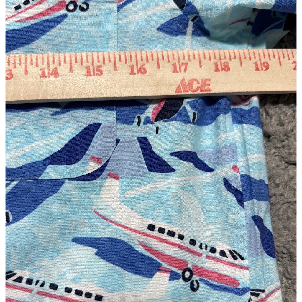 Vineyard Vines Jet Set Airplane Print Button Down Shirt Men’s Small Blue NWT