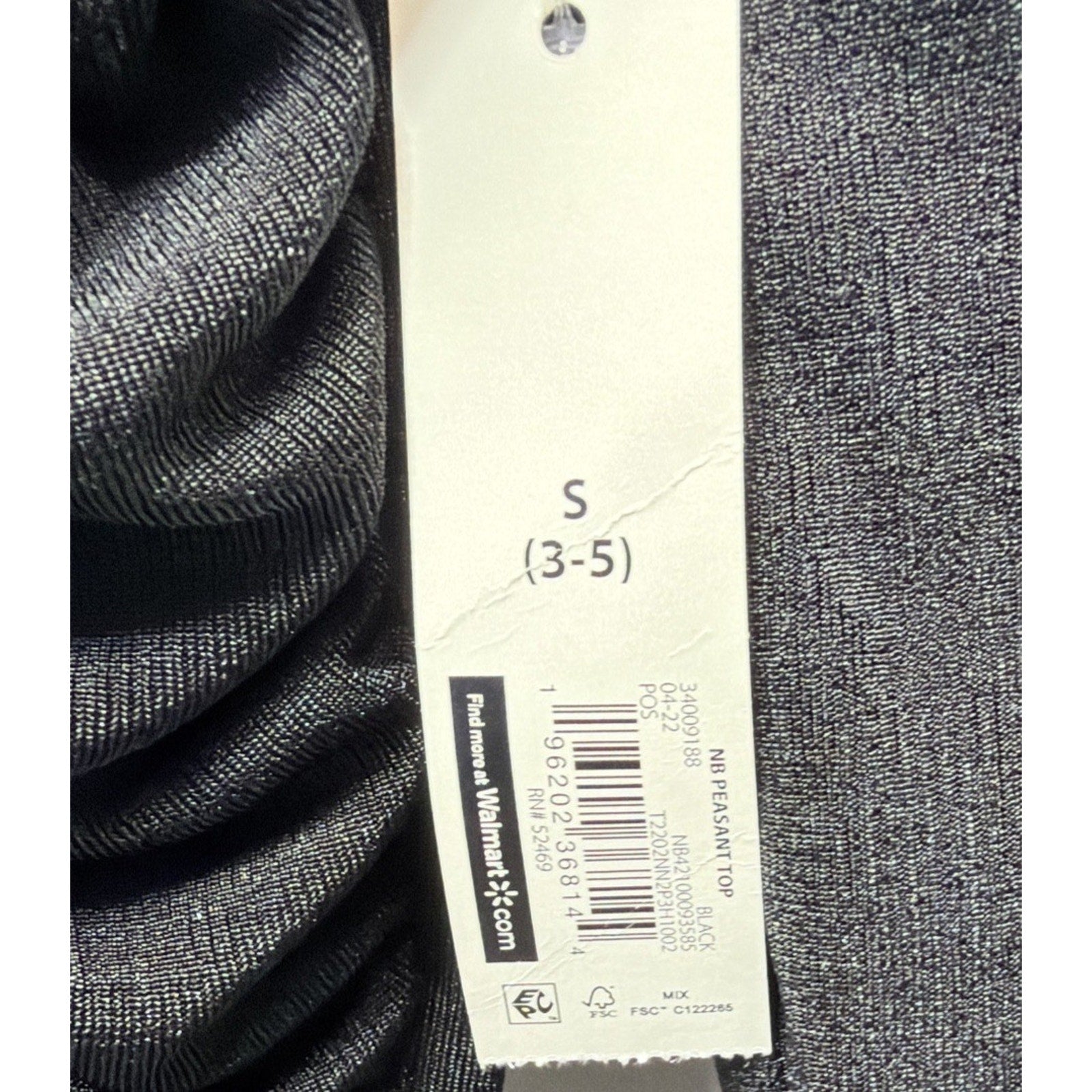 No Boundaries Black Off the Shoulder Padded Long Sleeve Peasant Blouse S New