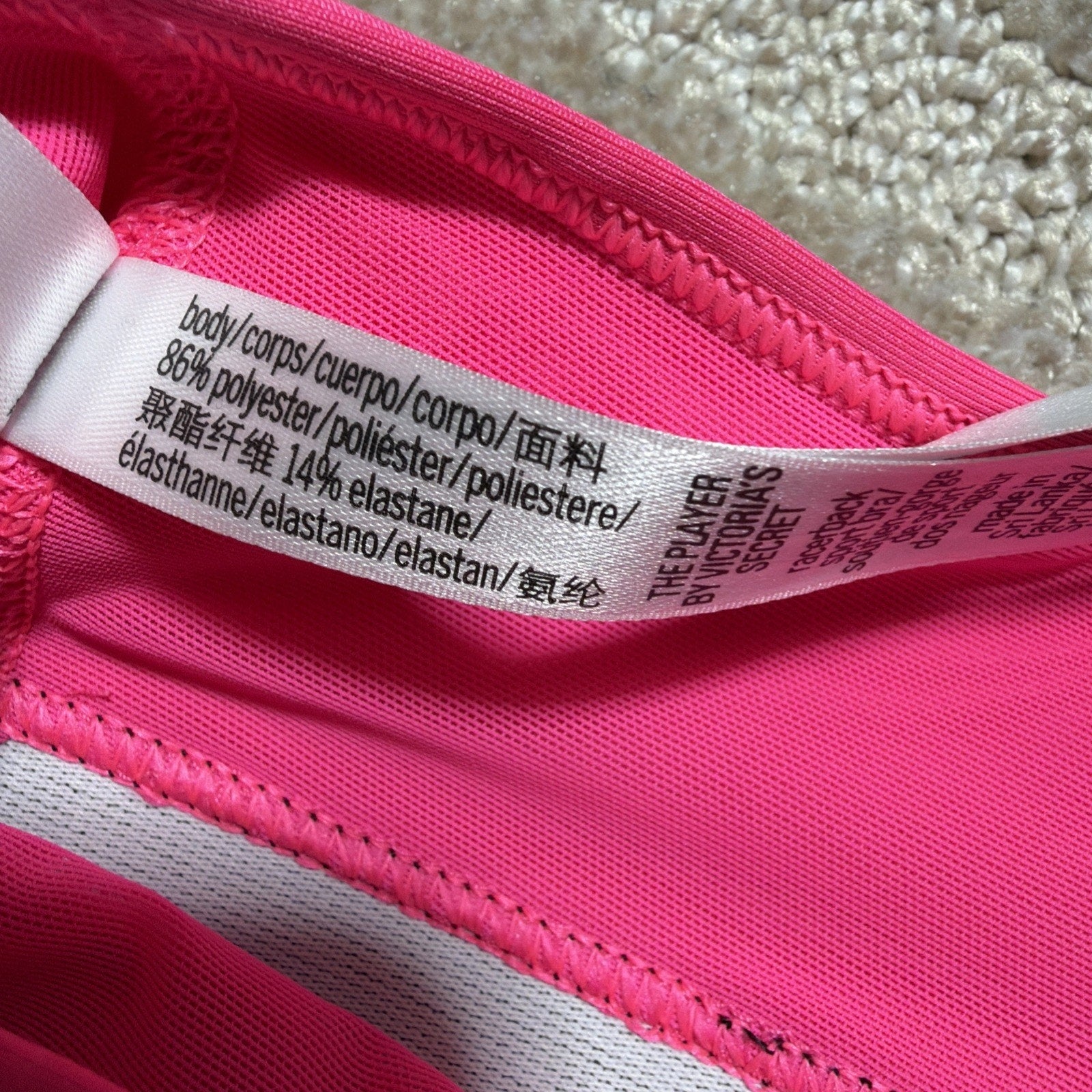 Victoria's Secret The Player VICTORIA SPORT Raceback Sport Bra Pink Size L NWT