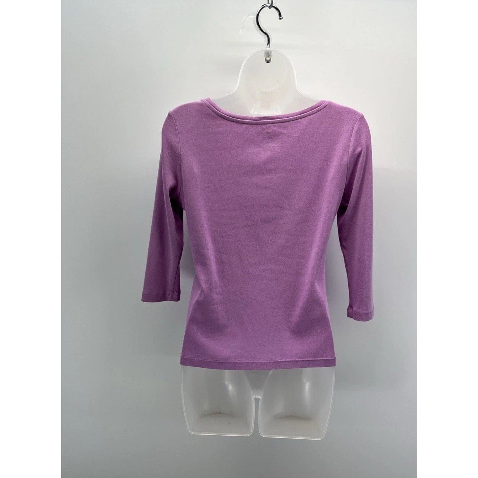 Talbots Tee Top Womens Size Small Petite 3/4 Sleeve 100% Pima Cotton Purple