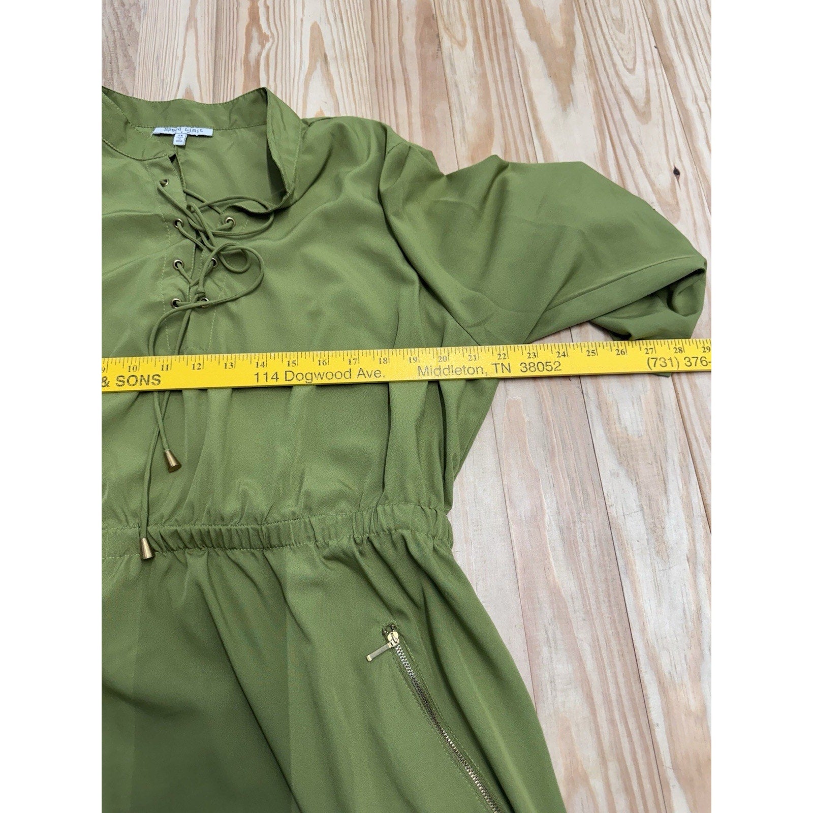 Speed Limit MPH Button Down Olive Green 3/4 Sleeve Women’s Plus 1X