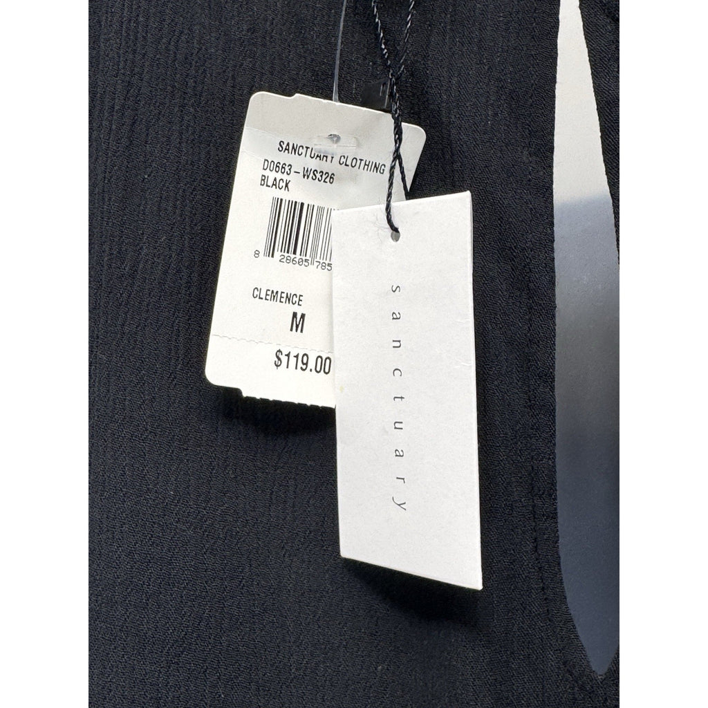 Sanctuary Black 3/4 Sleeve Detailed Lined Rayon Shift Dress Women’s Size M NWT