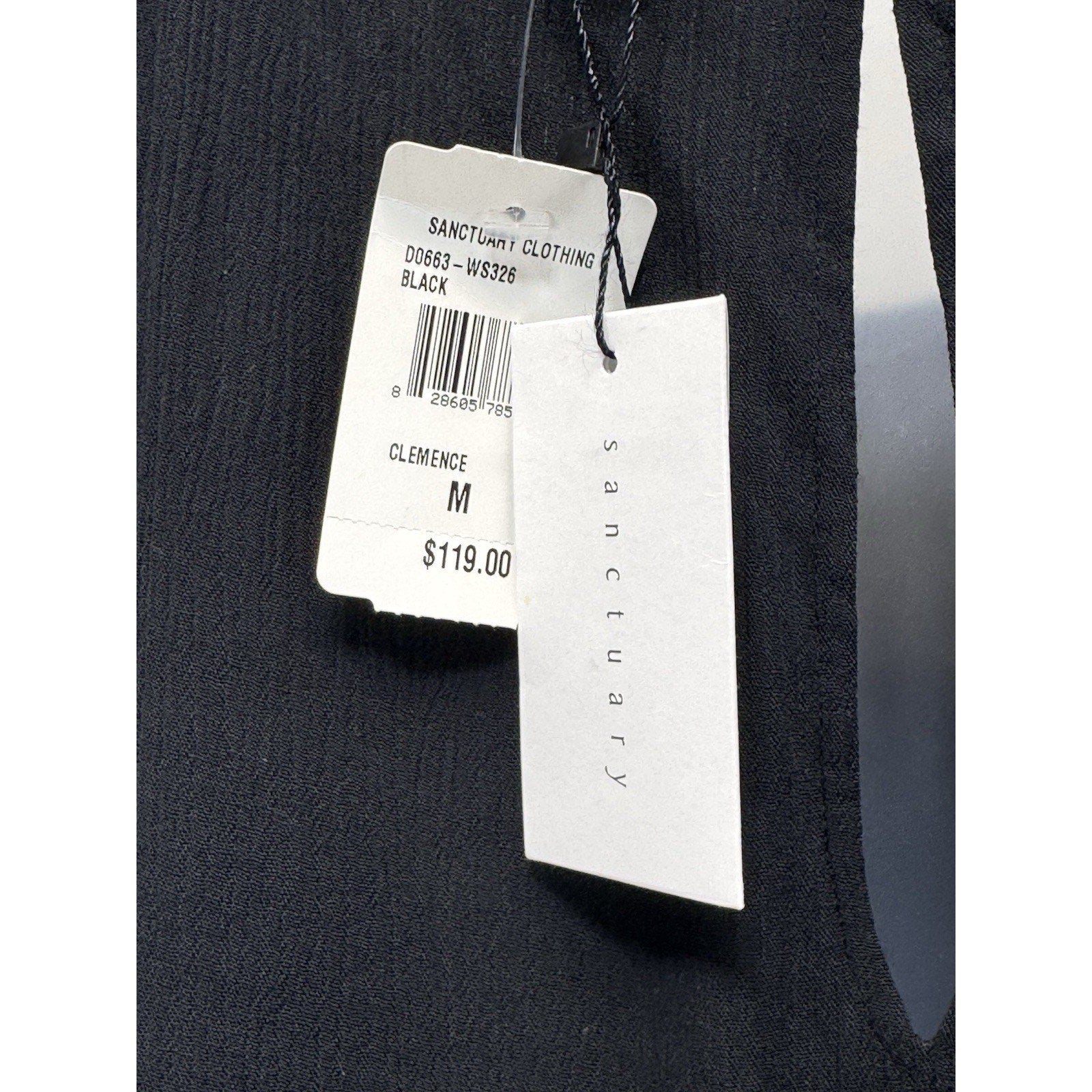 Sanctuary Black 3/4 Sleeve Detailed Lined Rayon Shift Dress Women’s Size M NWT