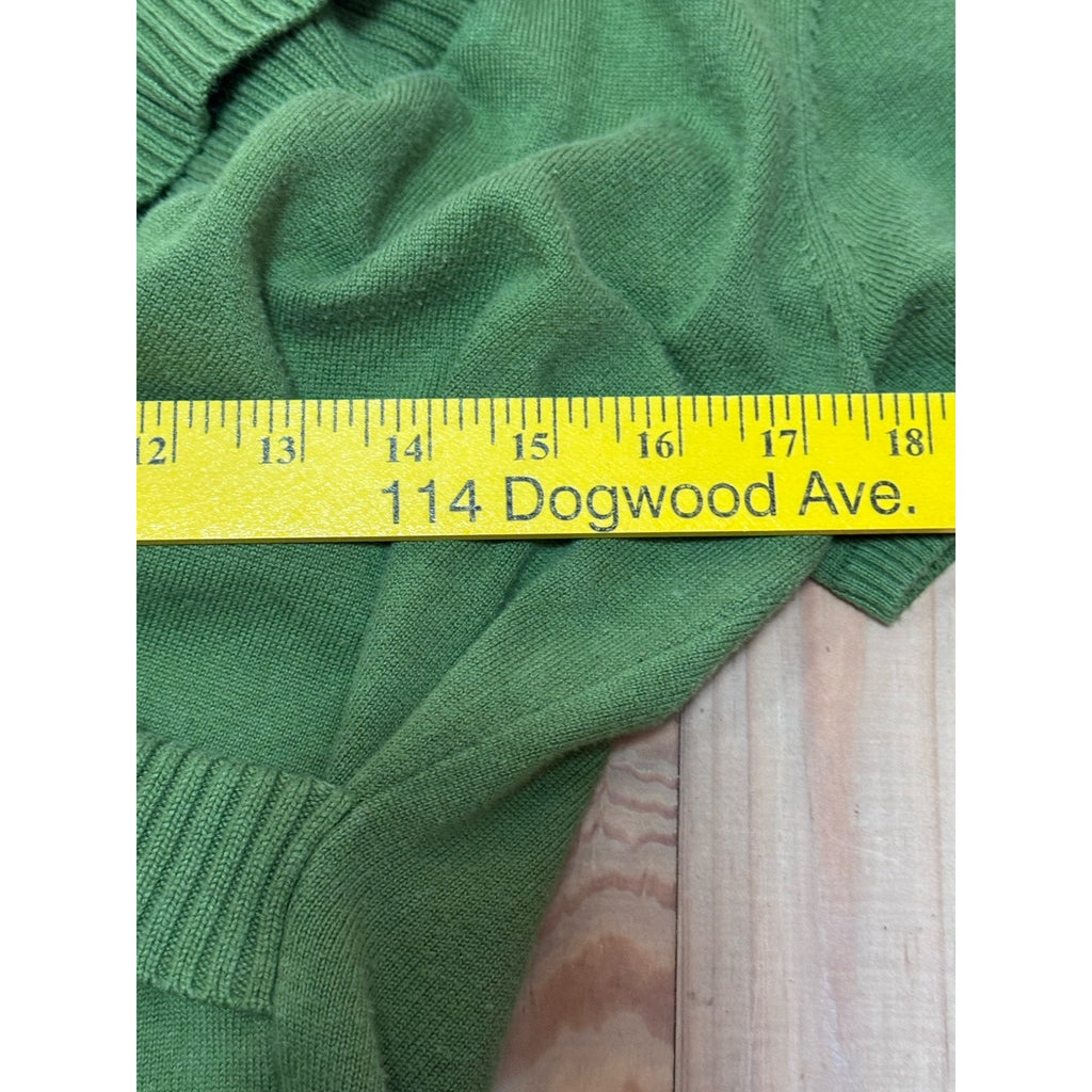 New Directions Green V-Neck Asymmetrical Hem Knit Sweater Women’s Small