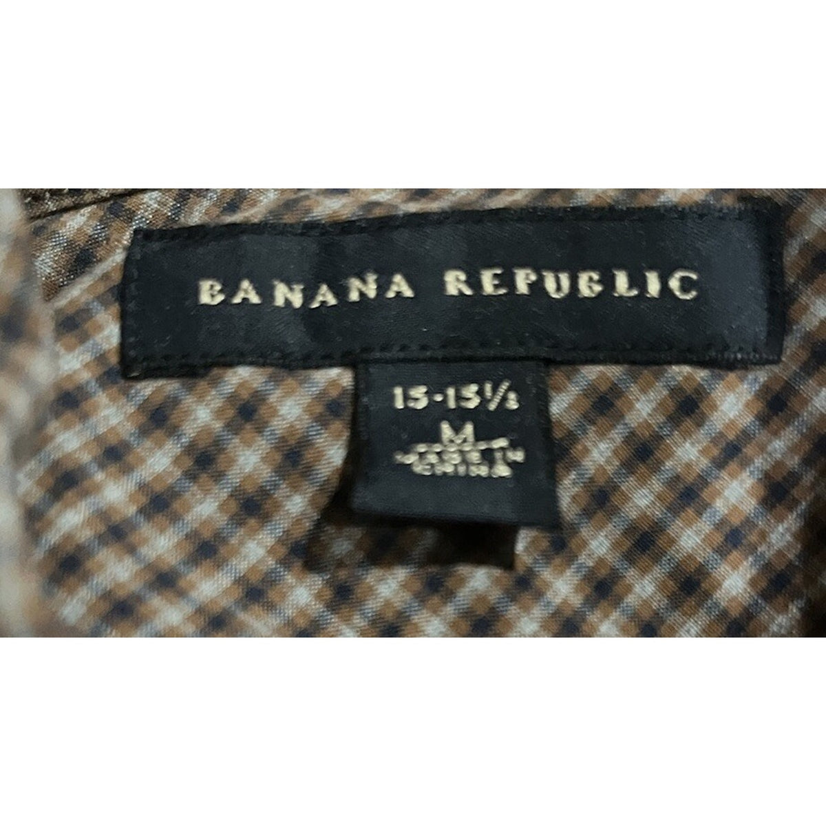 Banana Republic 90s Button Down Flannel Shirt Brown Blue Check Plaid Medium
