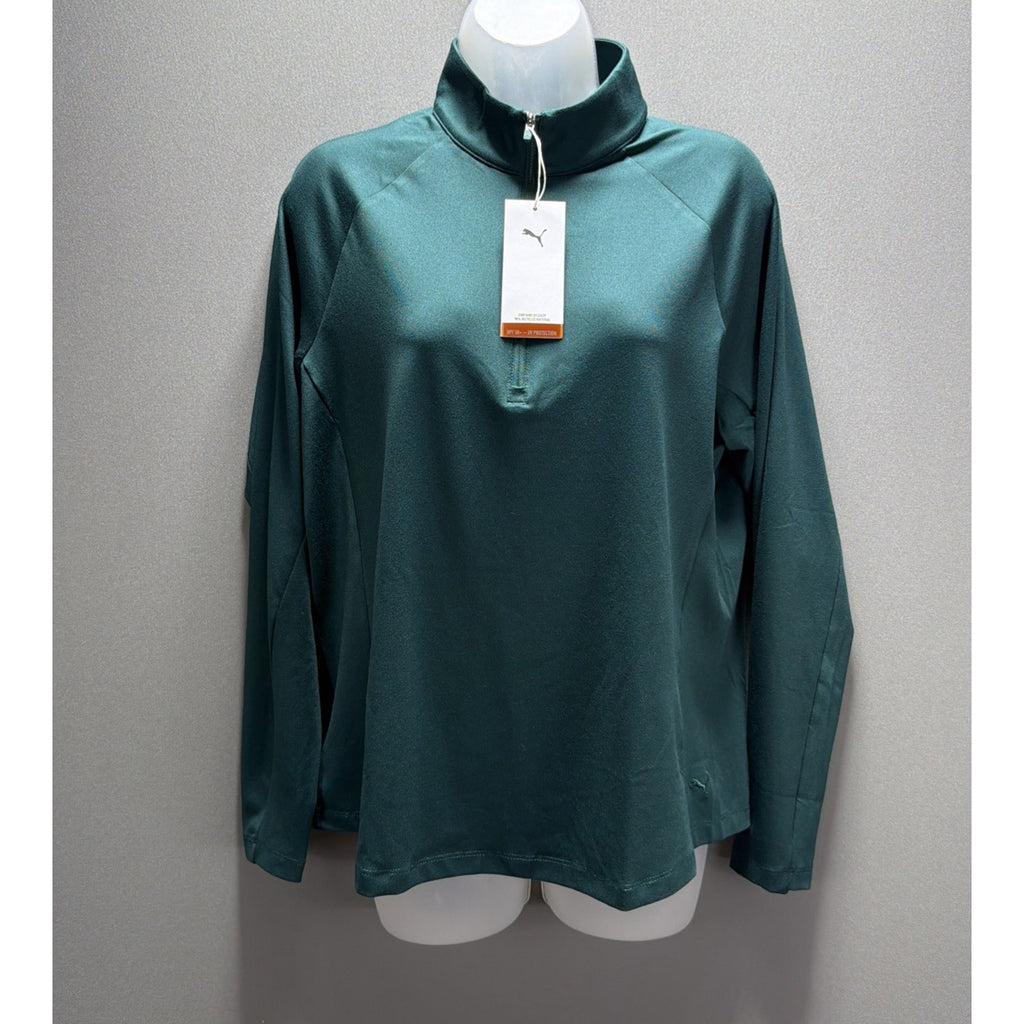 WOMEN'S PUMA 1/4 ZIP PULLOVER / NWT / Large UV Protect Green