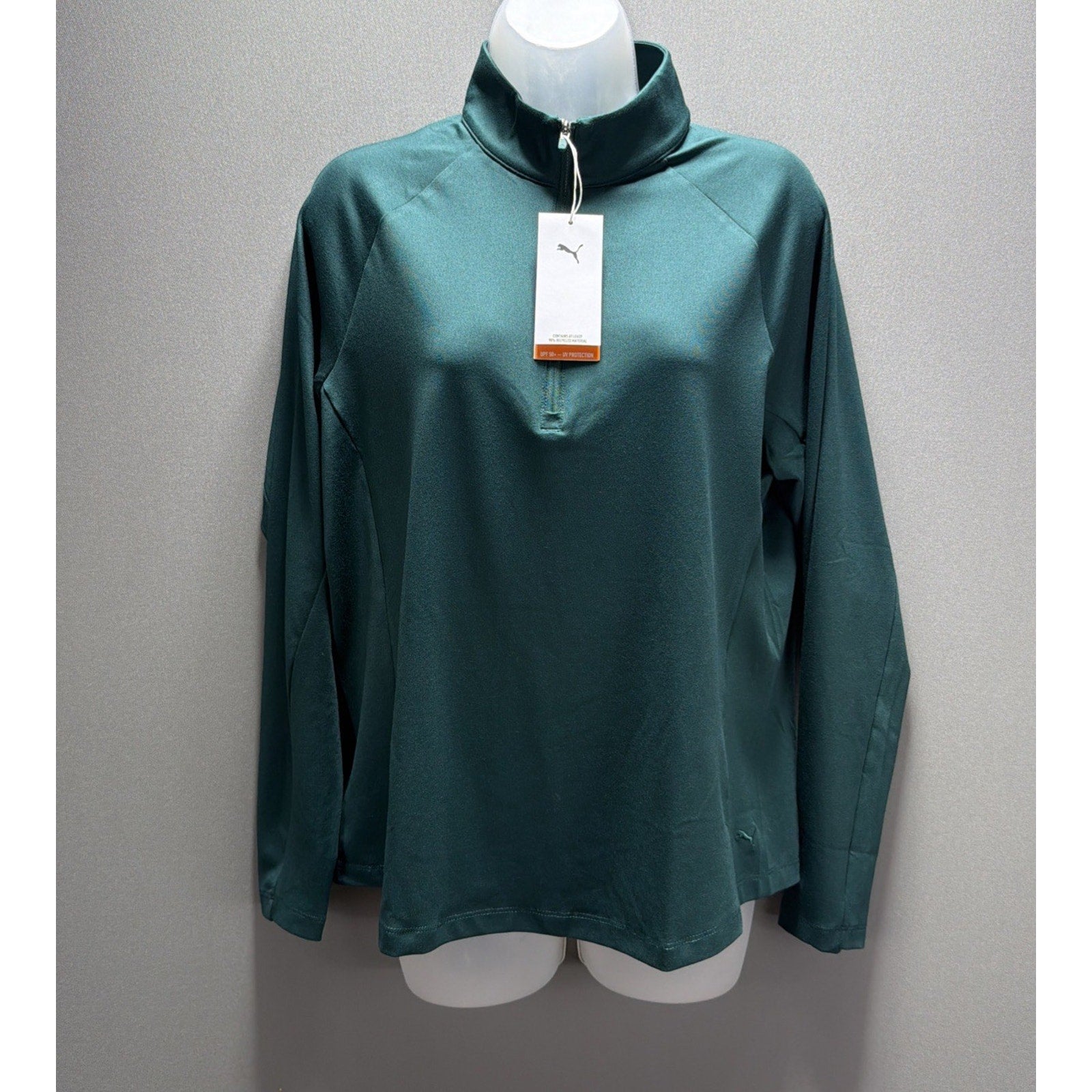 WOMEN'S PUMA 1/4 ZIP PULLOVER / NWT / Large UV Protect Green